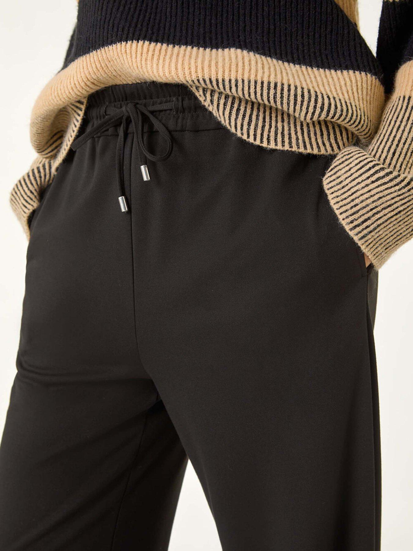  image of roman-wide-leg-ponte-trousers-black