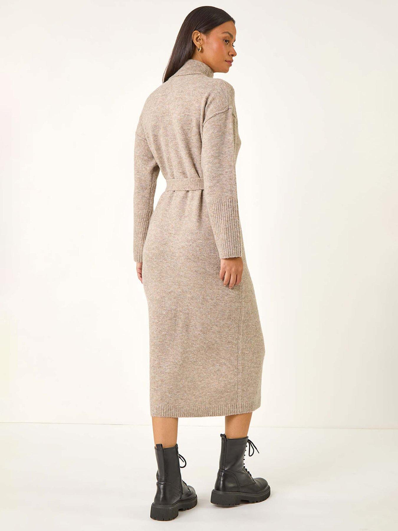  image of roman-dusk-belted-knit-midi-dress-natural