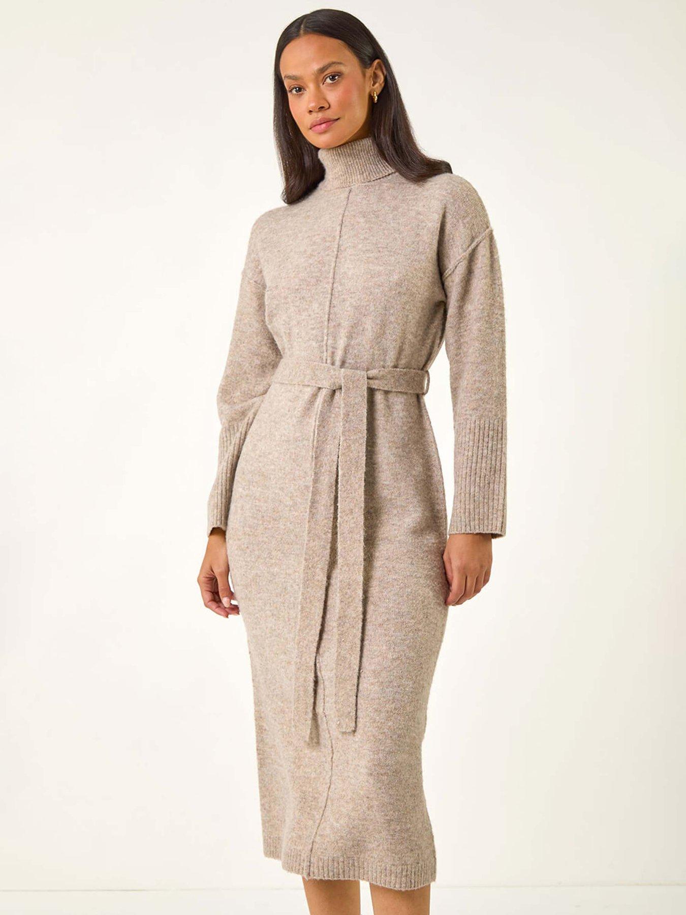  image of roman-dusk-belted-knit-midi-dress-natural