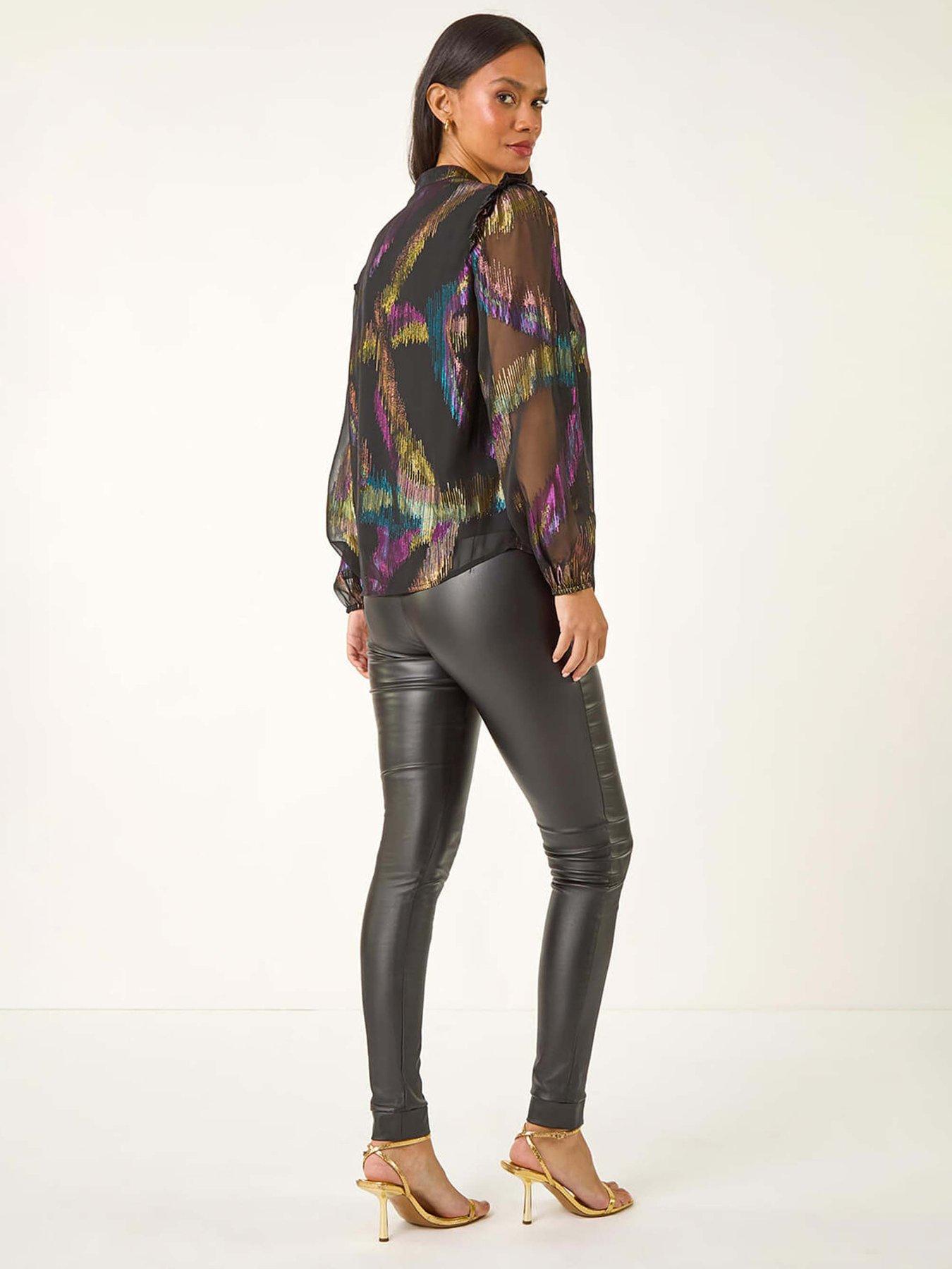  image of roman-dusk-foil-frill-mesh-shirt-black