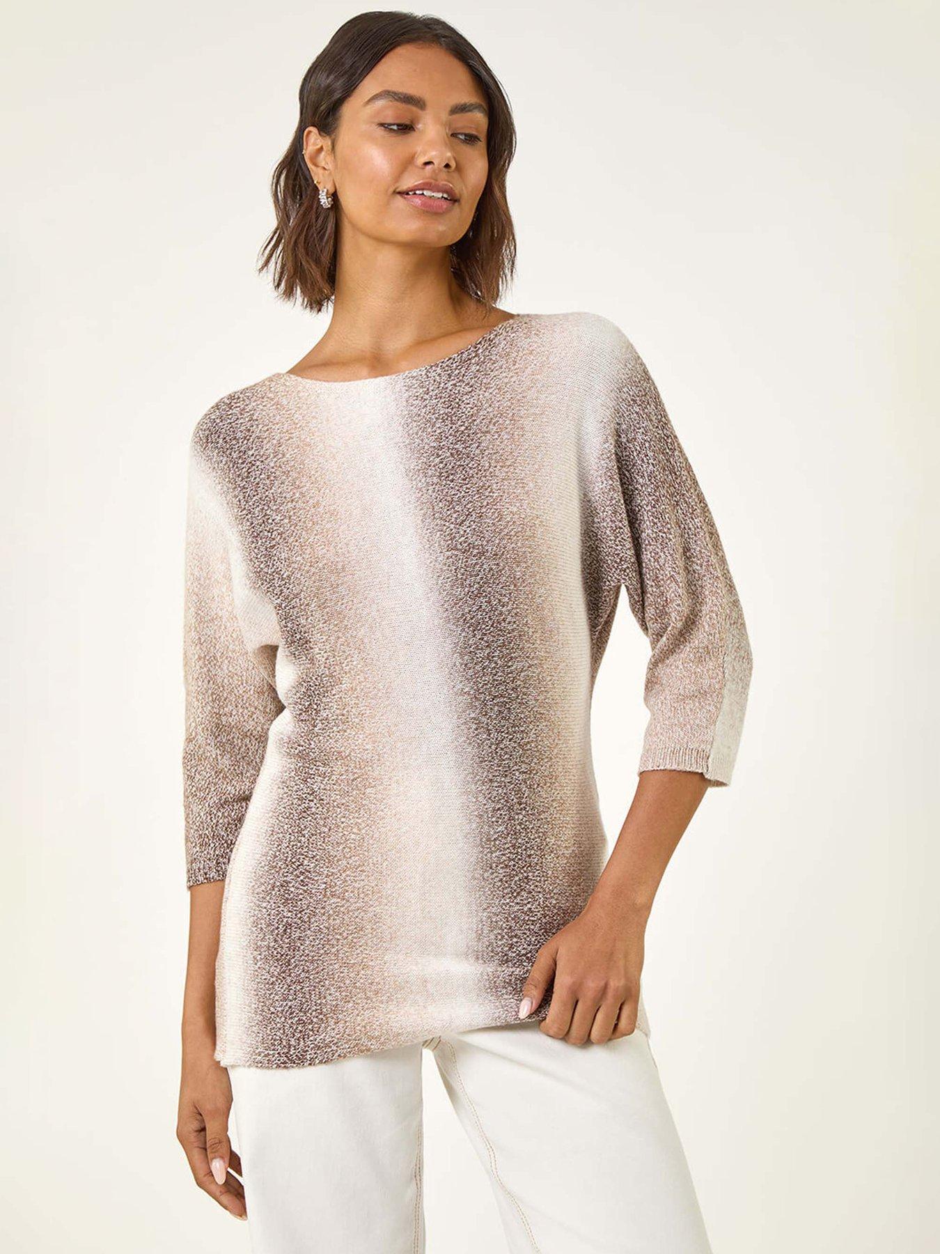 undefined Ombre Stripe Knit Jumper - Beige