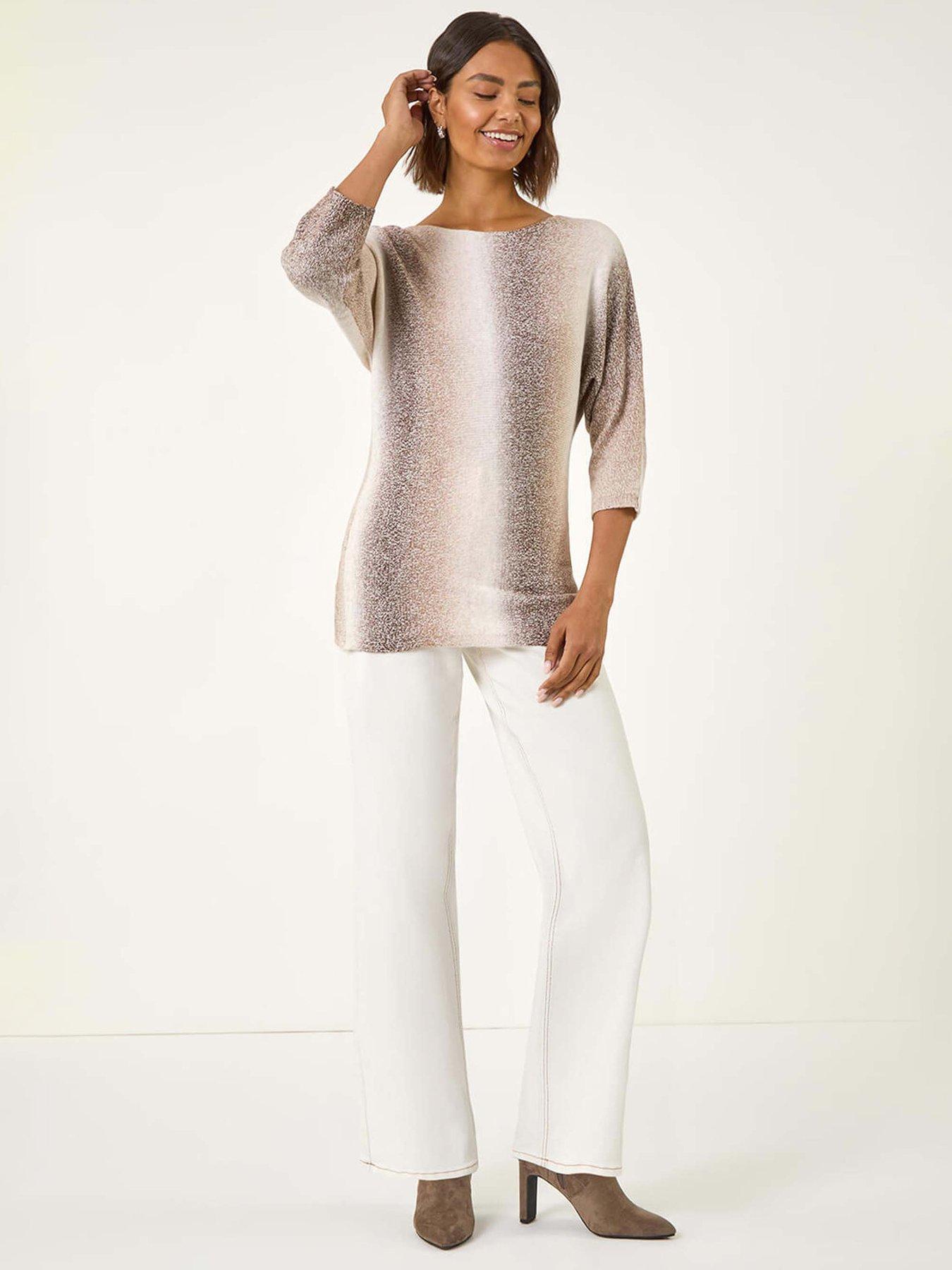 Image 3 of 5 of Roman Ombre Stripe Knit Jumper - Beige