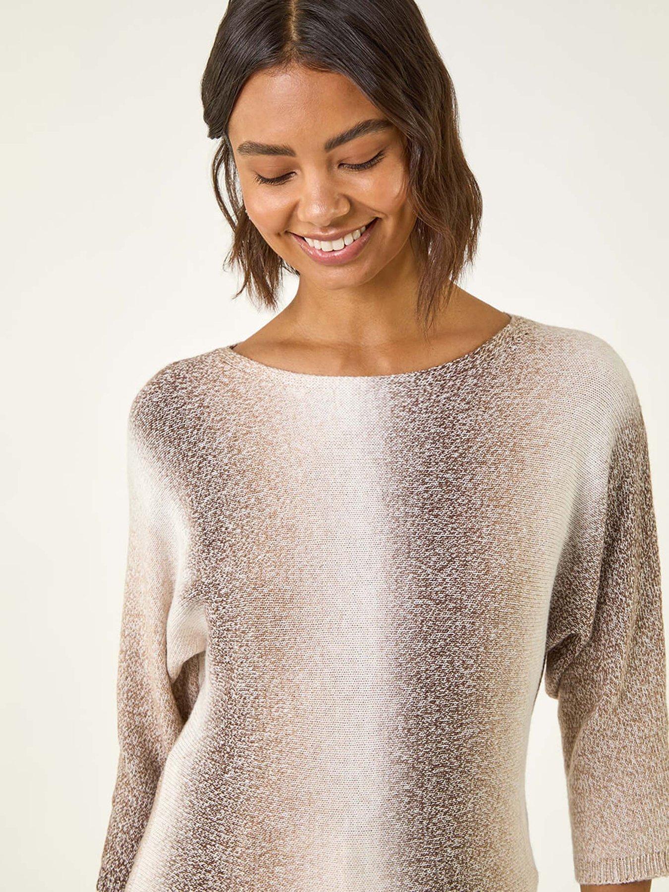 Image 4 of 5 of Roman Ombre Stripe Knit Jumper - Beige