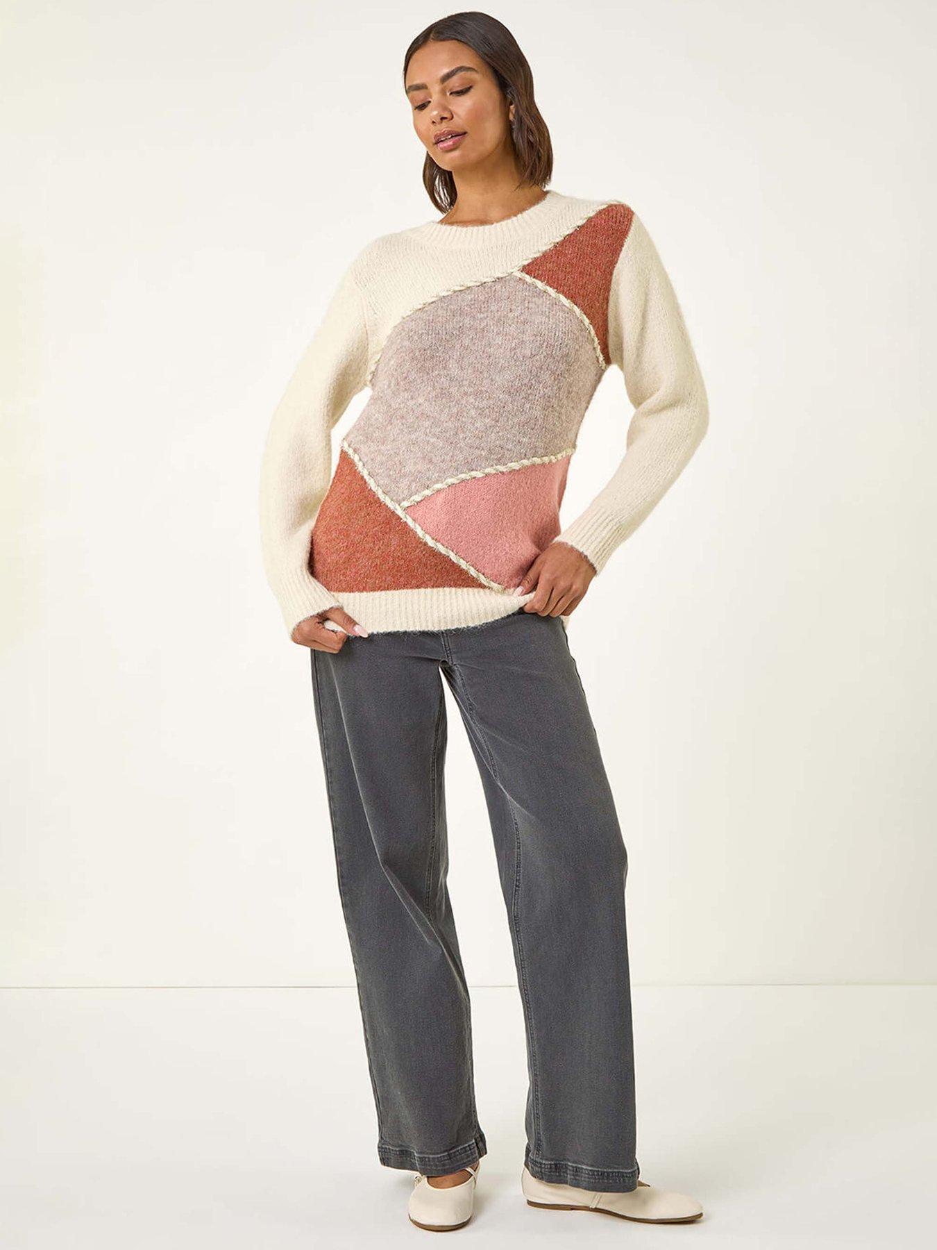 Image 3 of 5 of Roman Patch Work Knit Jumper - Ivory