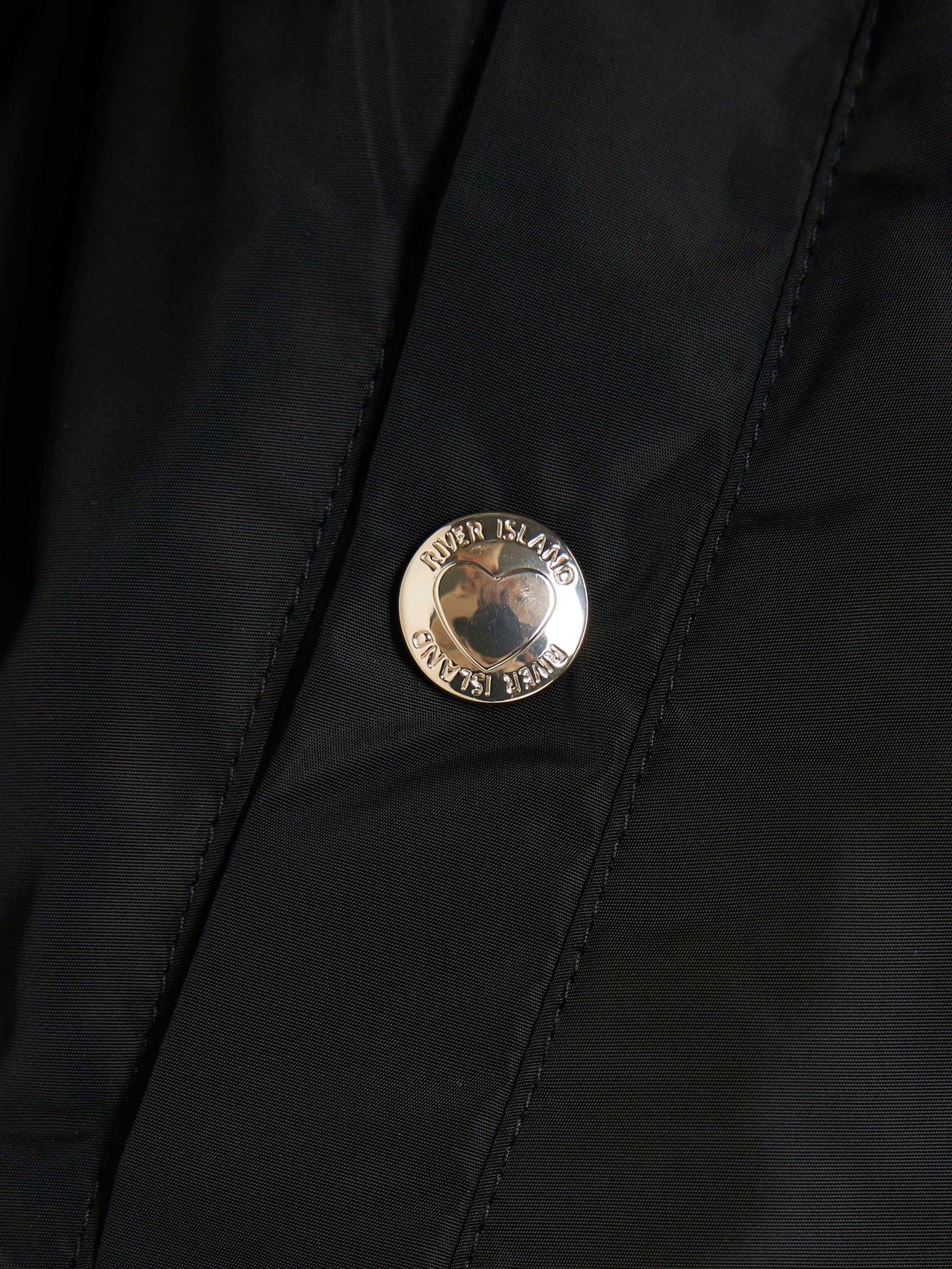  image of river-island-older-girls-faux-fur-hooded-coat-black