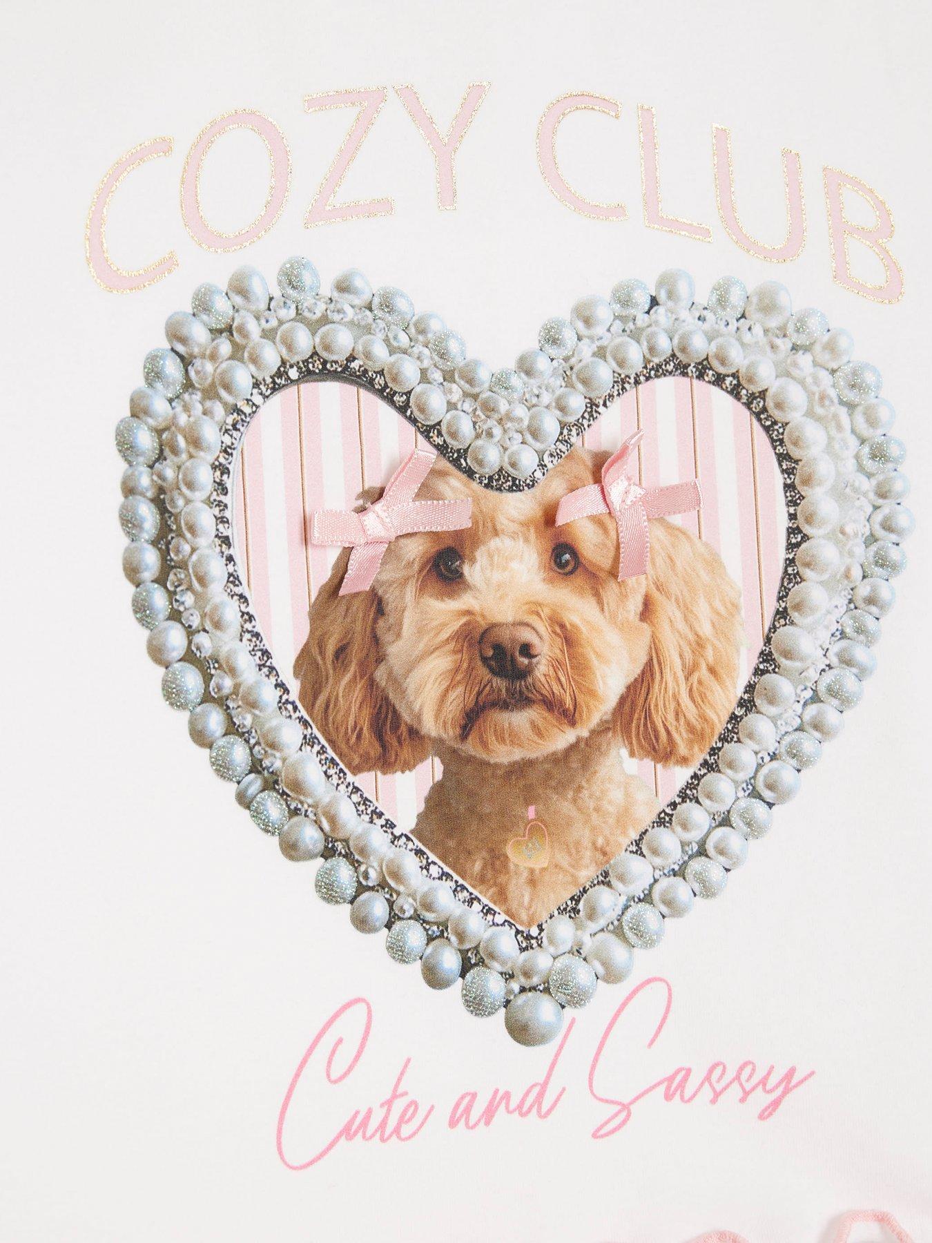  image of river-island-older-girls-long-sleeve-puppy-graphic-pyjamas-light-pink