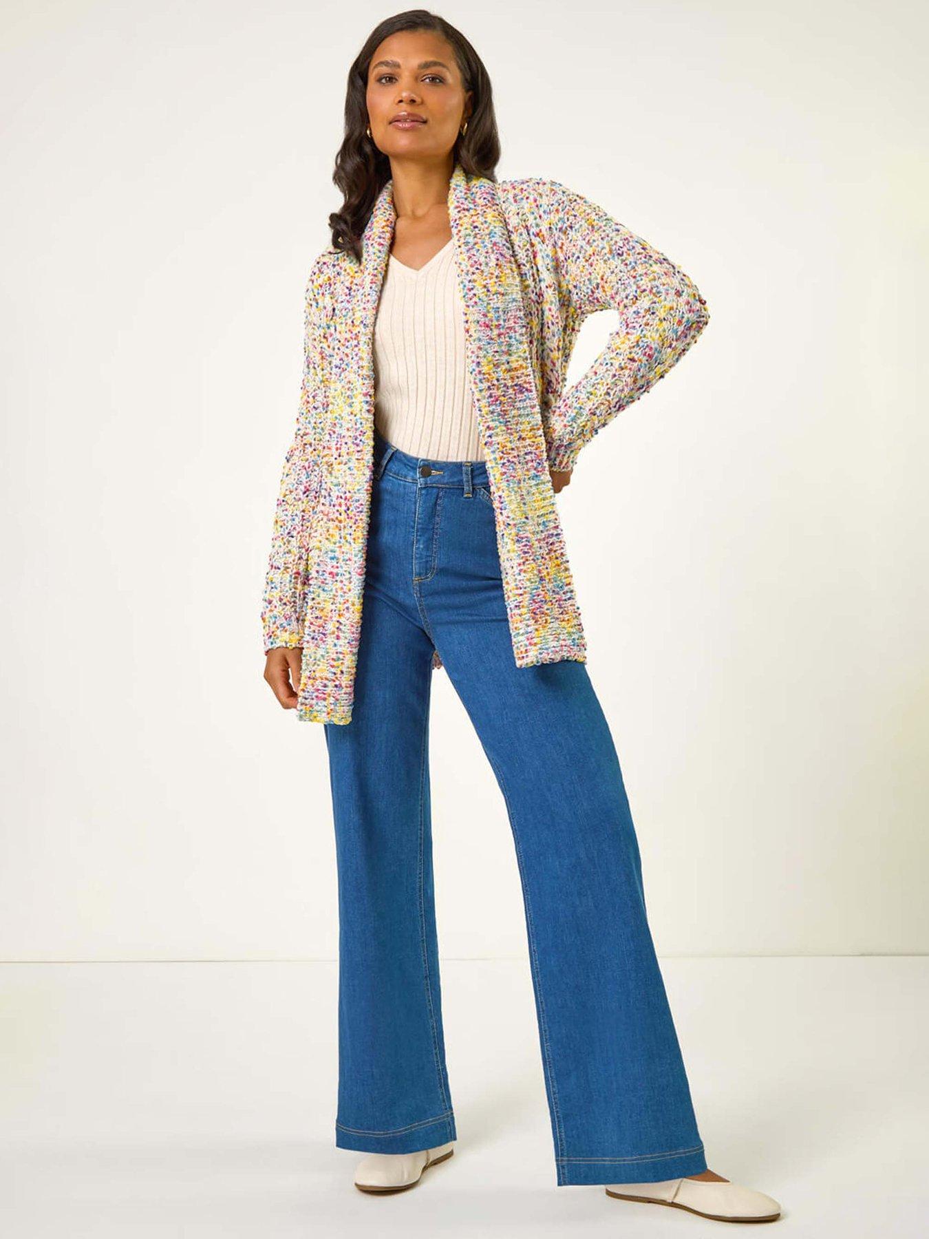undefined Soft Knit Nep Longline Cardigan - Ivory