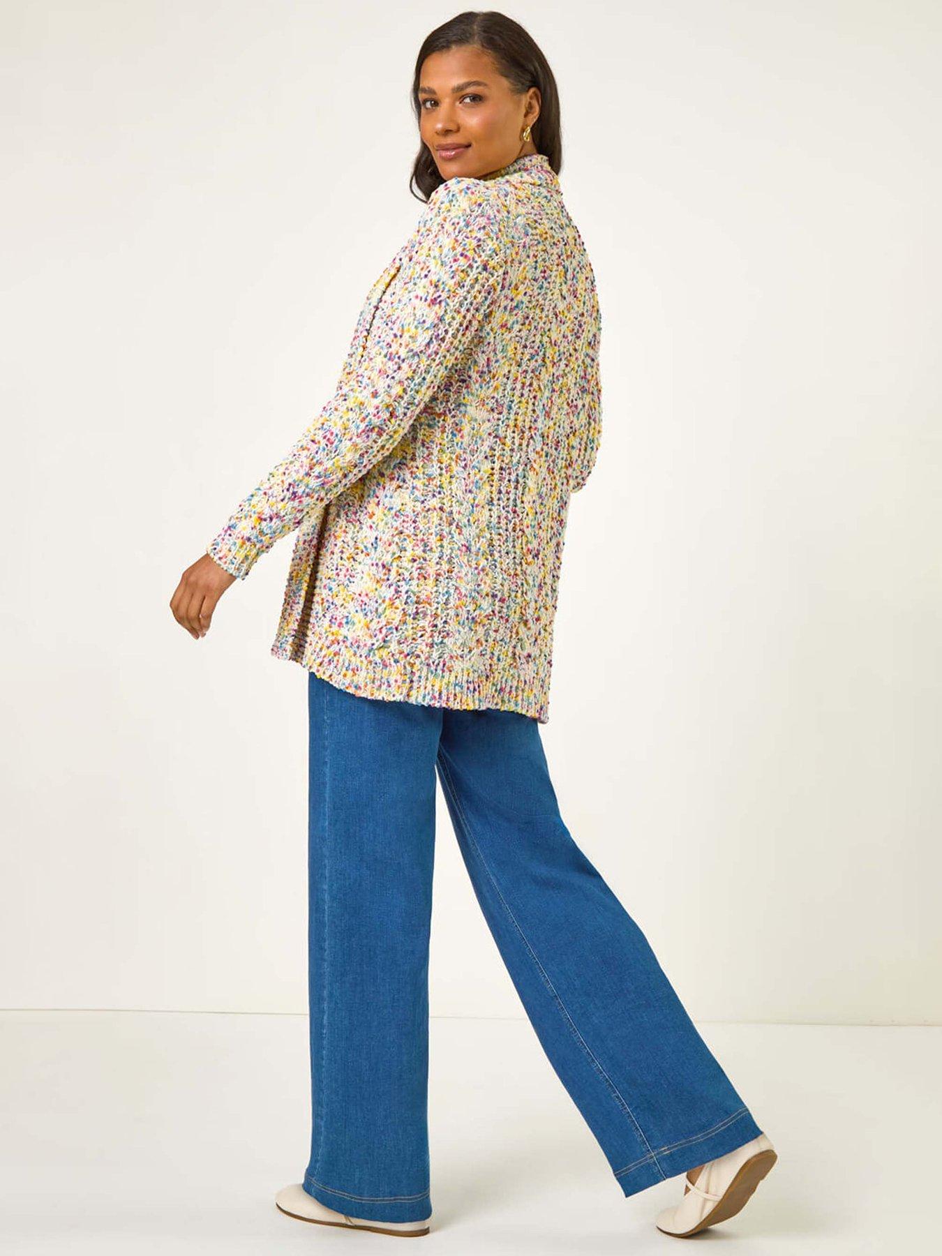 Image 2 of 5 of Roman Soft Knit Nep Longline Cardigan - Ivory
