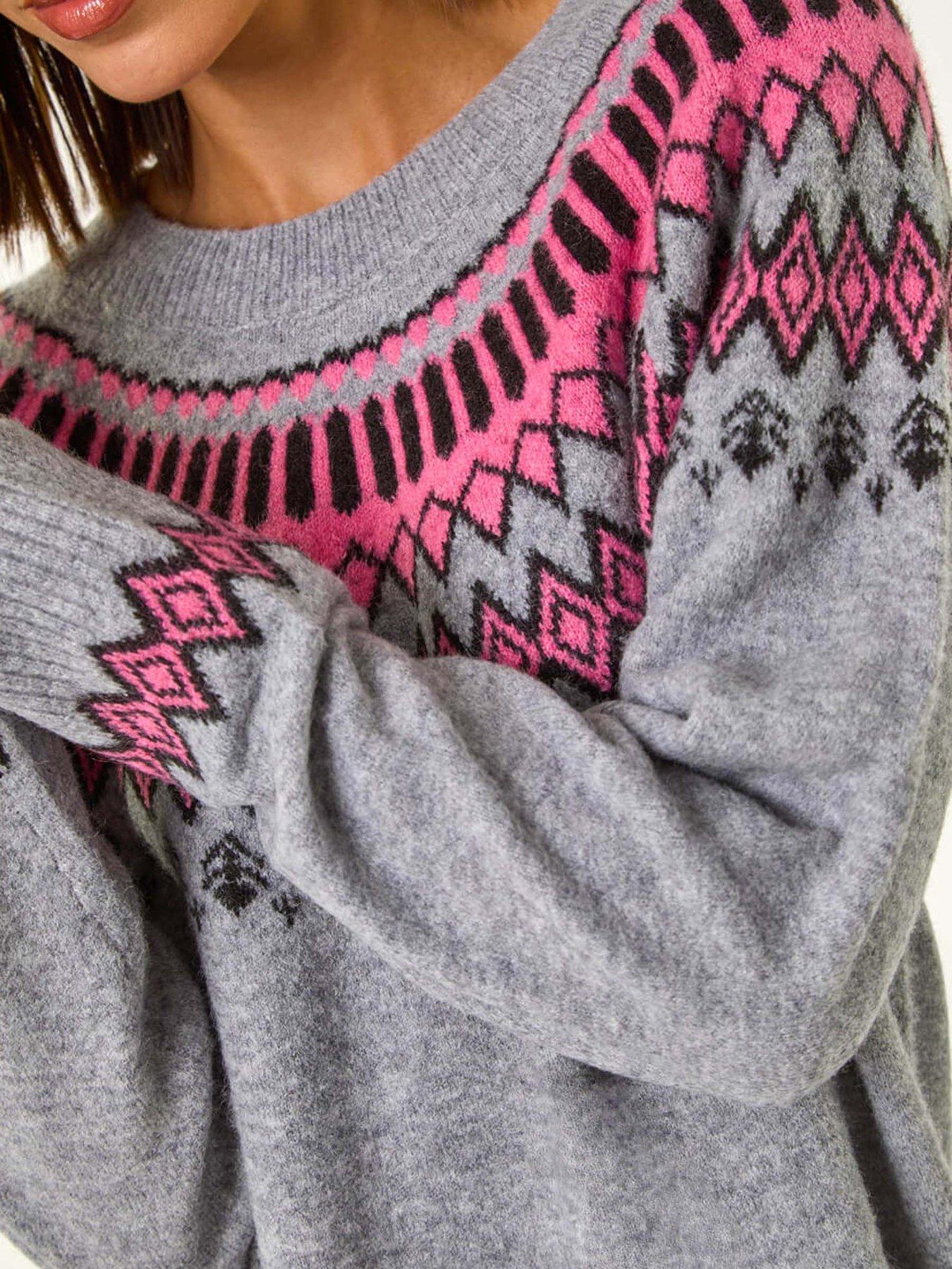 Image 5 of 5 of Roman Fairisle Knitted Jumper Dress - Grey