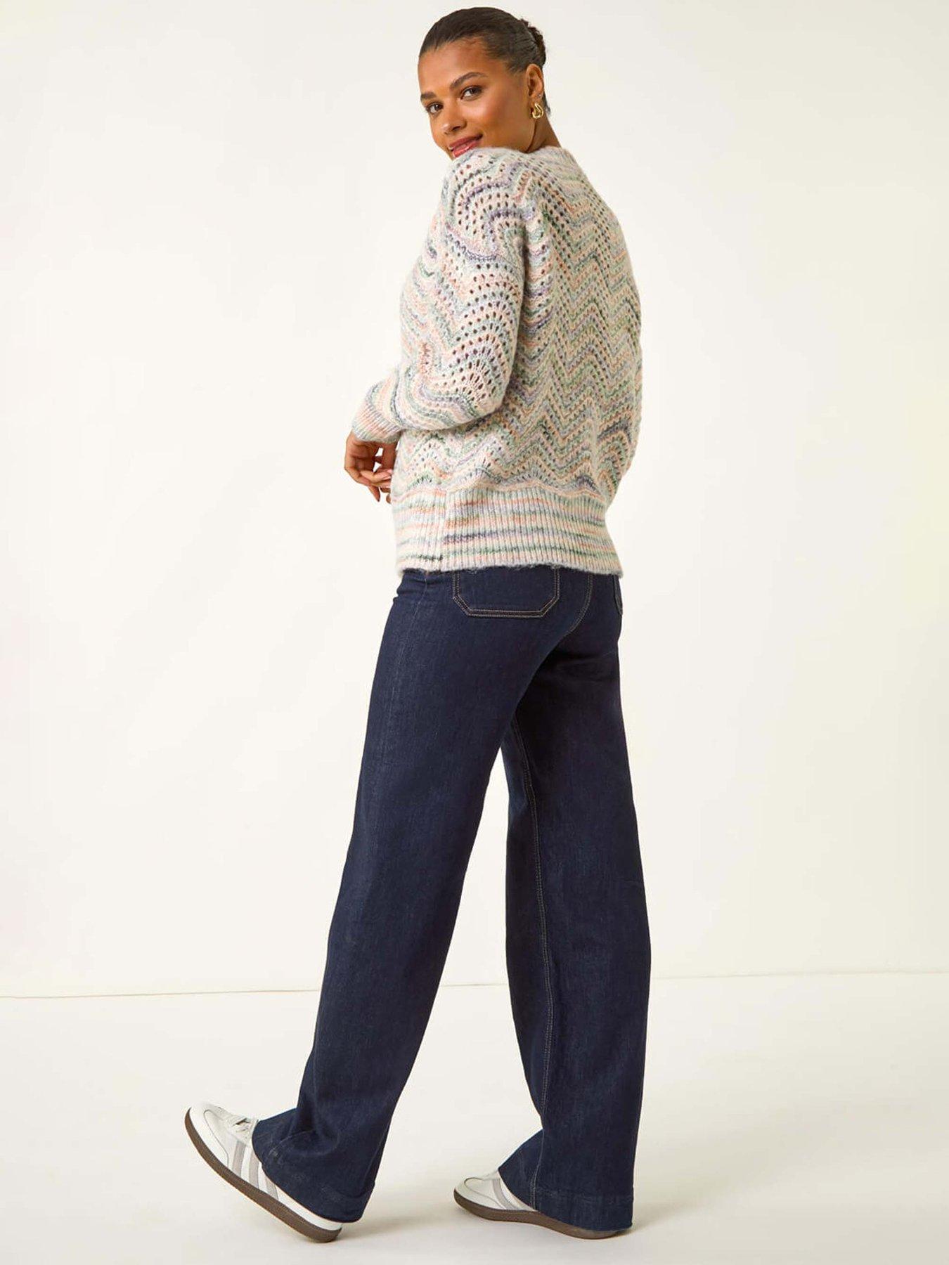  image of roman-zig-zag-pointelle-knit-jumper-light-grey