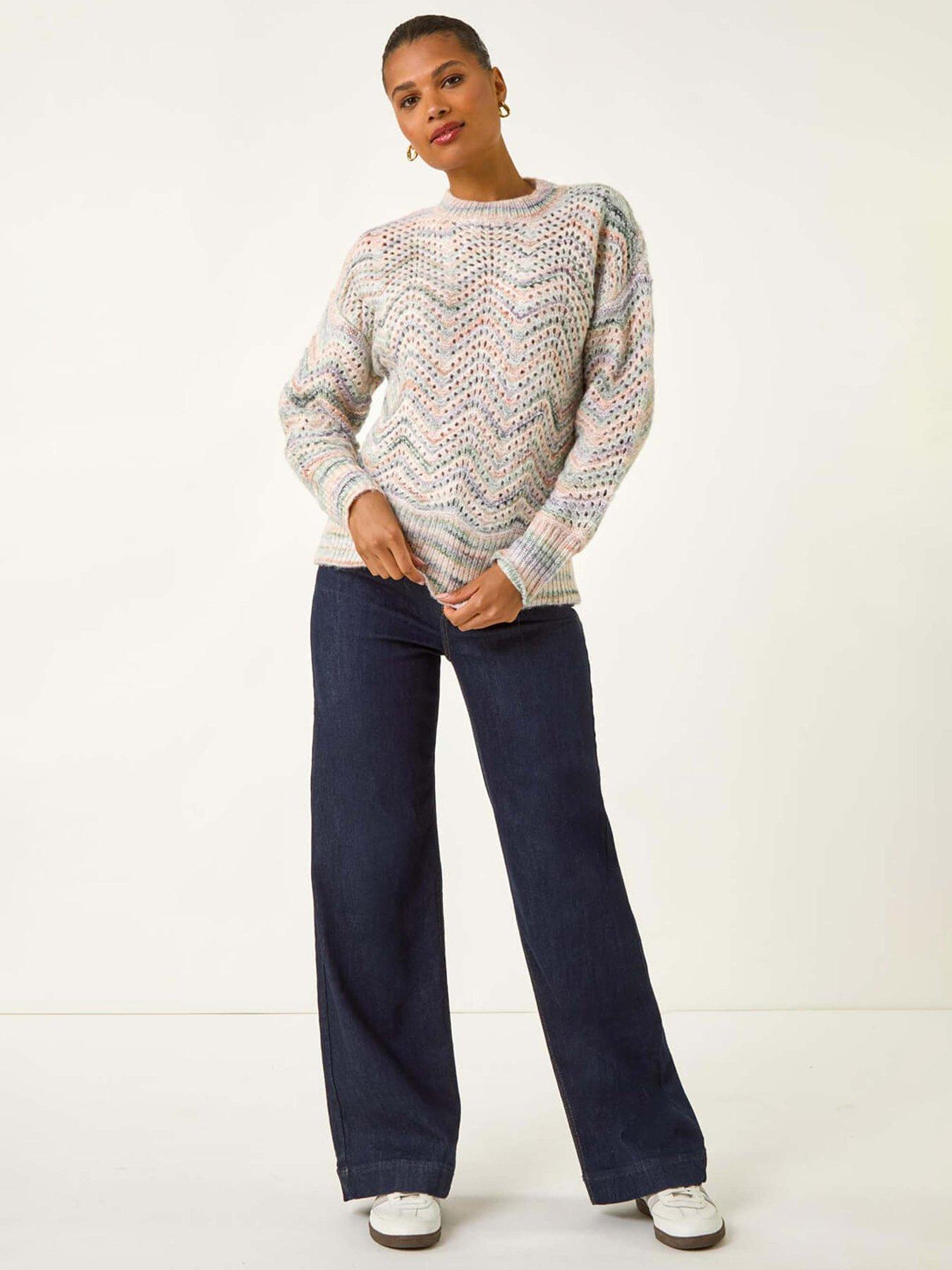  image of roman-zig-zag-pointelle-knit-jumper-light-grey