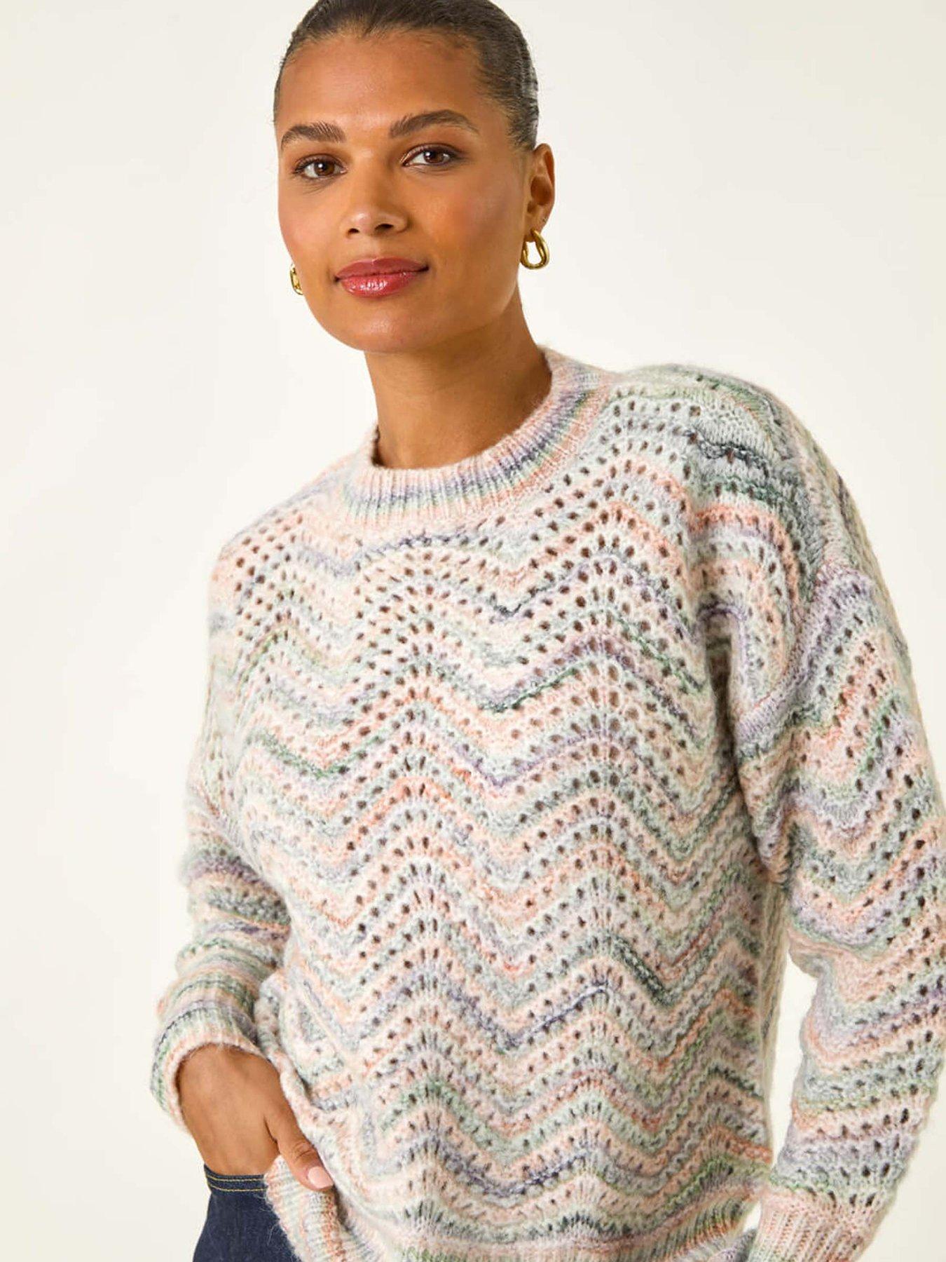  image of roman-zig-zag-pointelle-knit-jumper-light-grey