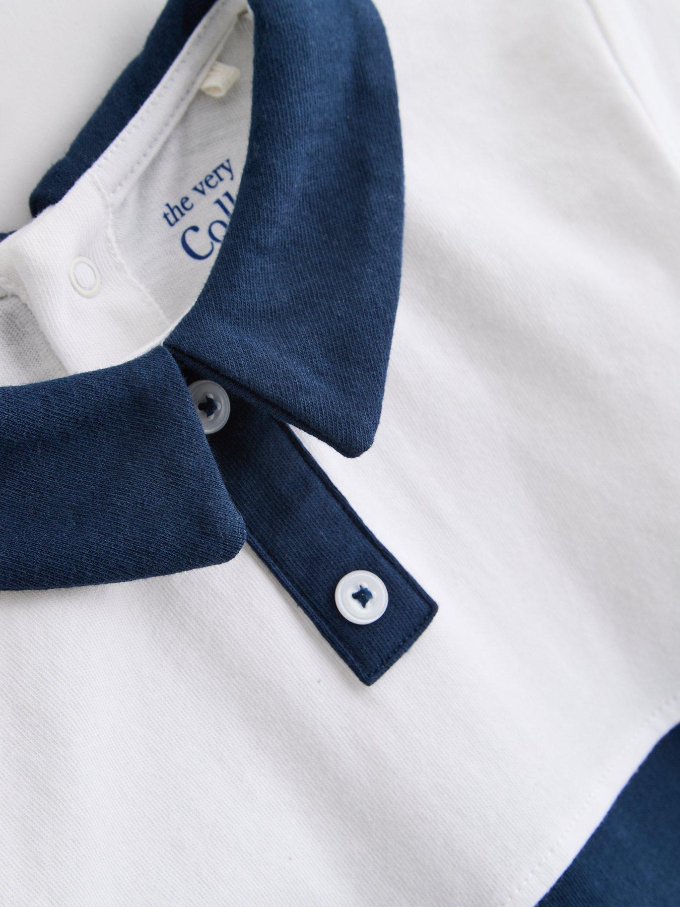  image of the-very-collection-colour-block-collared-romper-suit-nbsp--navy