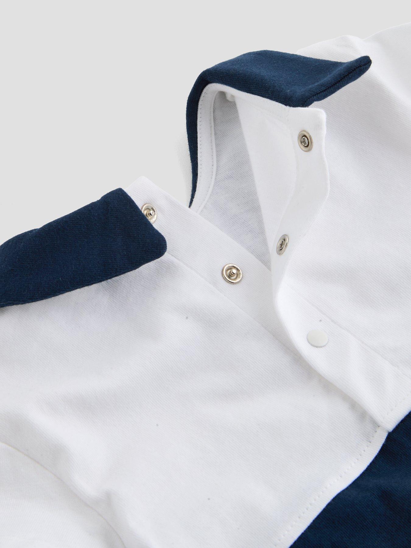 Image 5 of 5 of The Very Collection Colour Block Collared Romper Suit &nbsp;- Navy