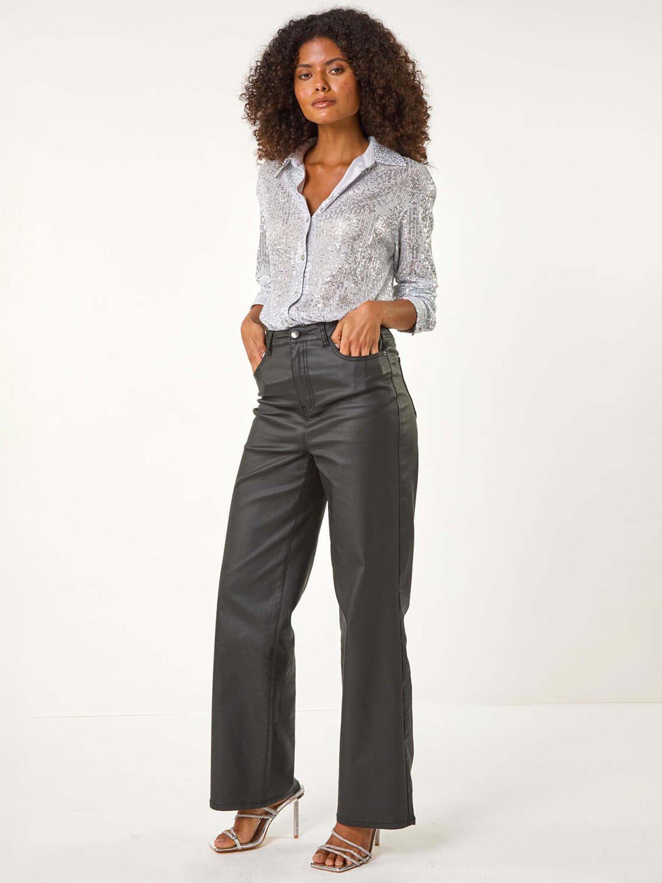 Image 3 of 5 of Roman Dusk Sequin Button Through Blouse - Silver