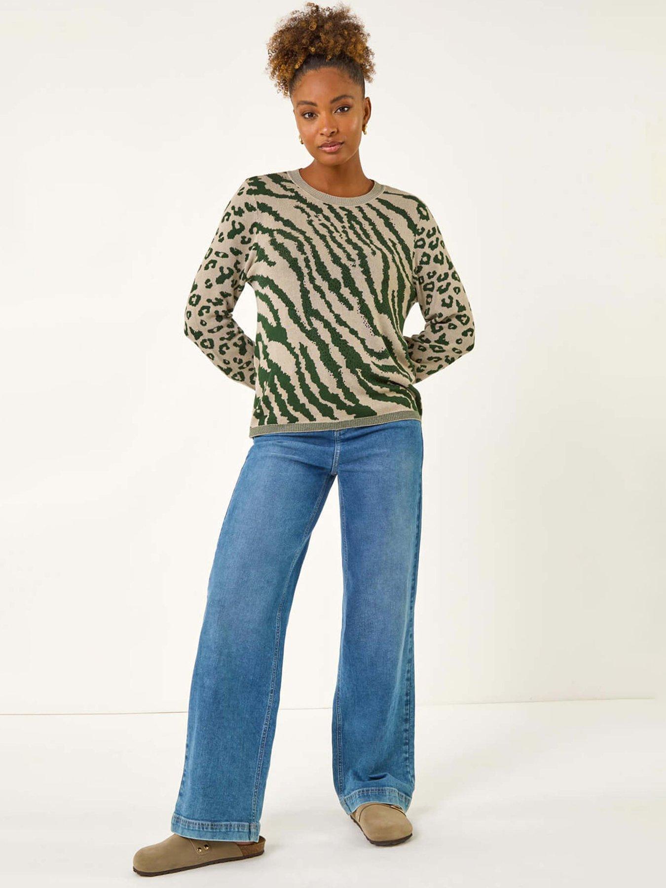 Image 3 of 5 of Roman Embellished Animal Knit Jumper - Khaki