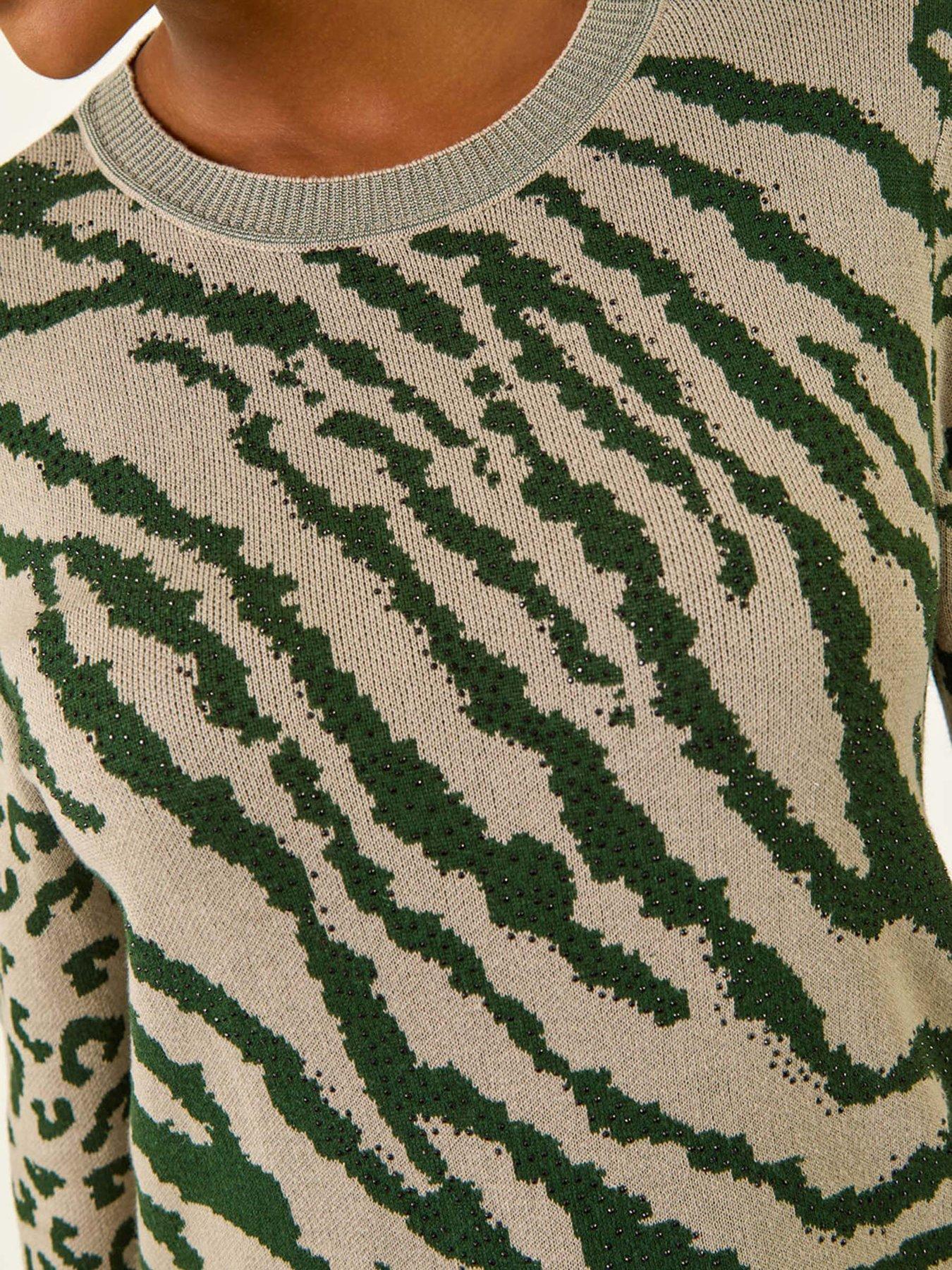 Image 5 of 5 of Roman Embellished Animal Knit Jumper - Khaki