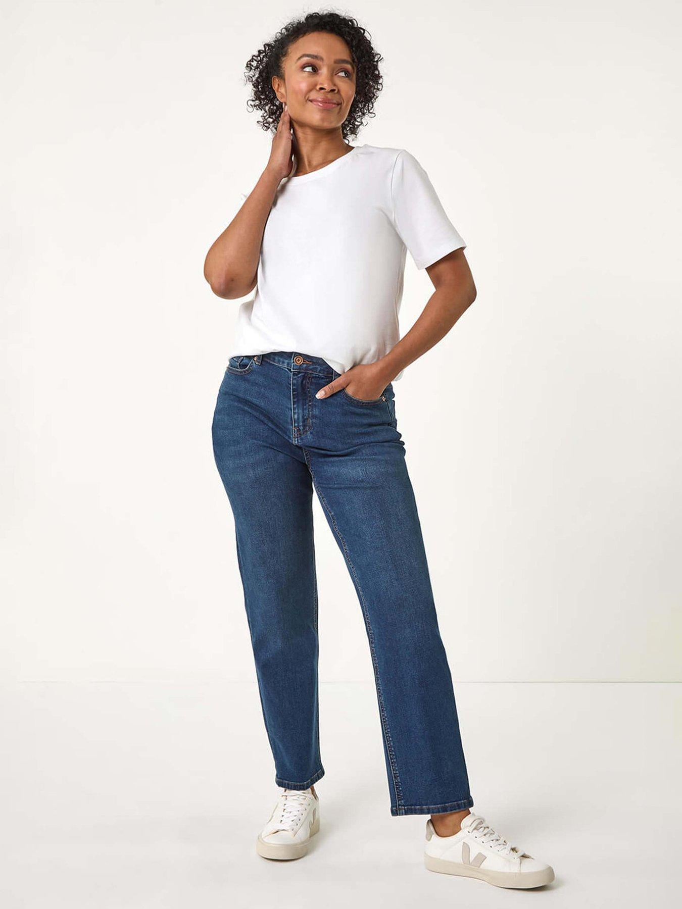 Image 4 of 5 of Roman Petite Stretch Straight Leg Jeans - Indigo
