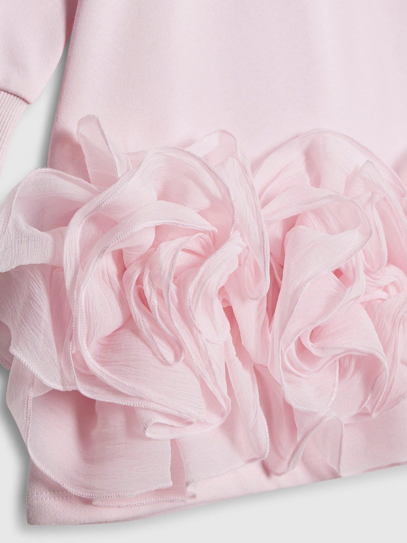  image of river-island-older-girls-rosette-bow-hem-sweat-dress-pink