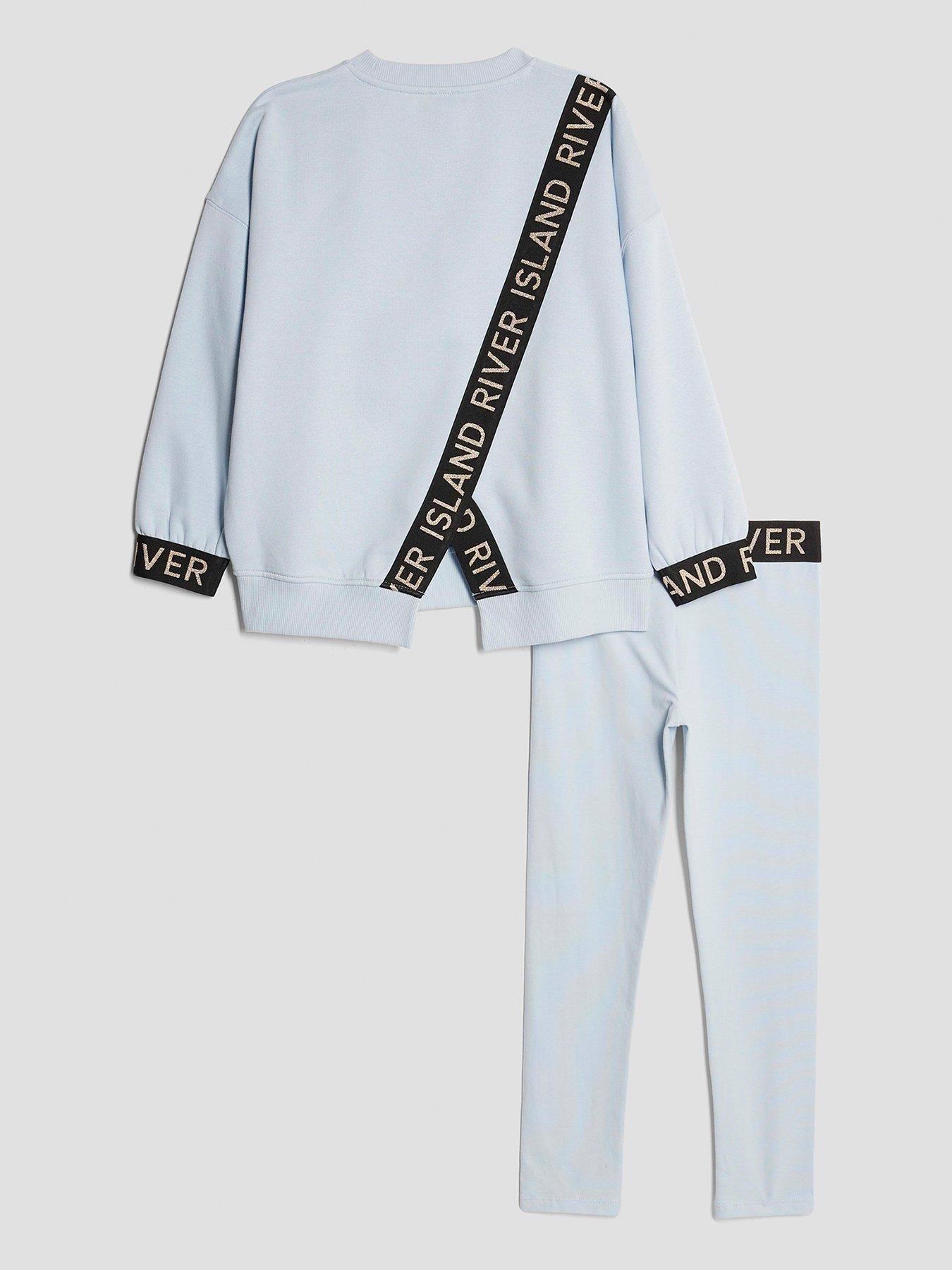 Image 2 of 4 of River Island Older Girls Split Back Legging Set - Blue