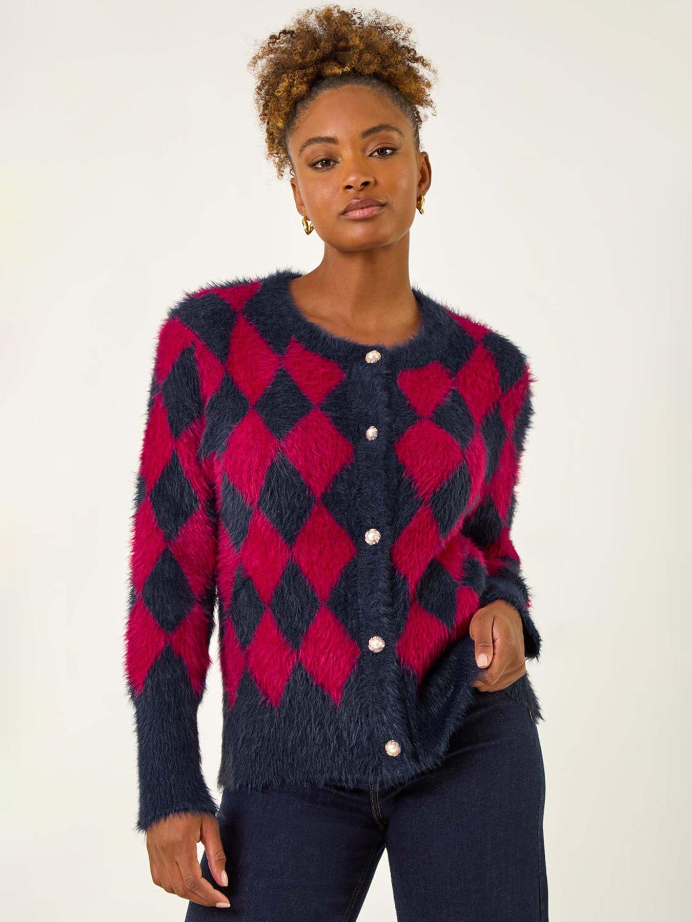 undefined Checkered Buttoned Cardigan - Red