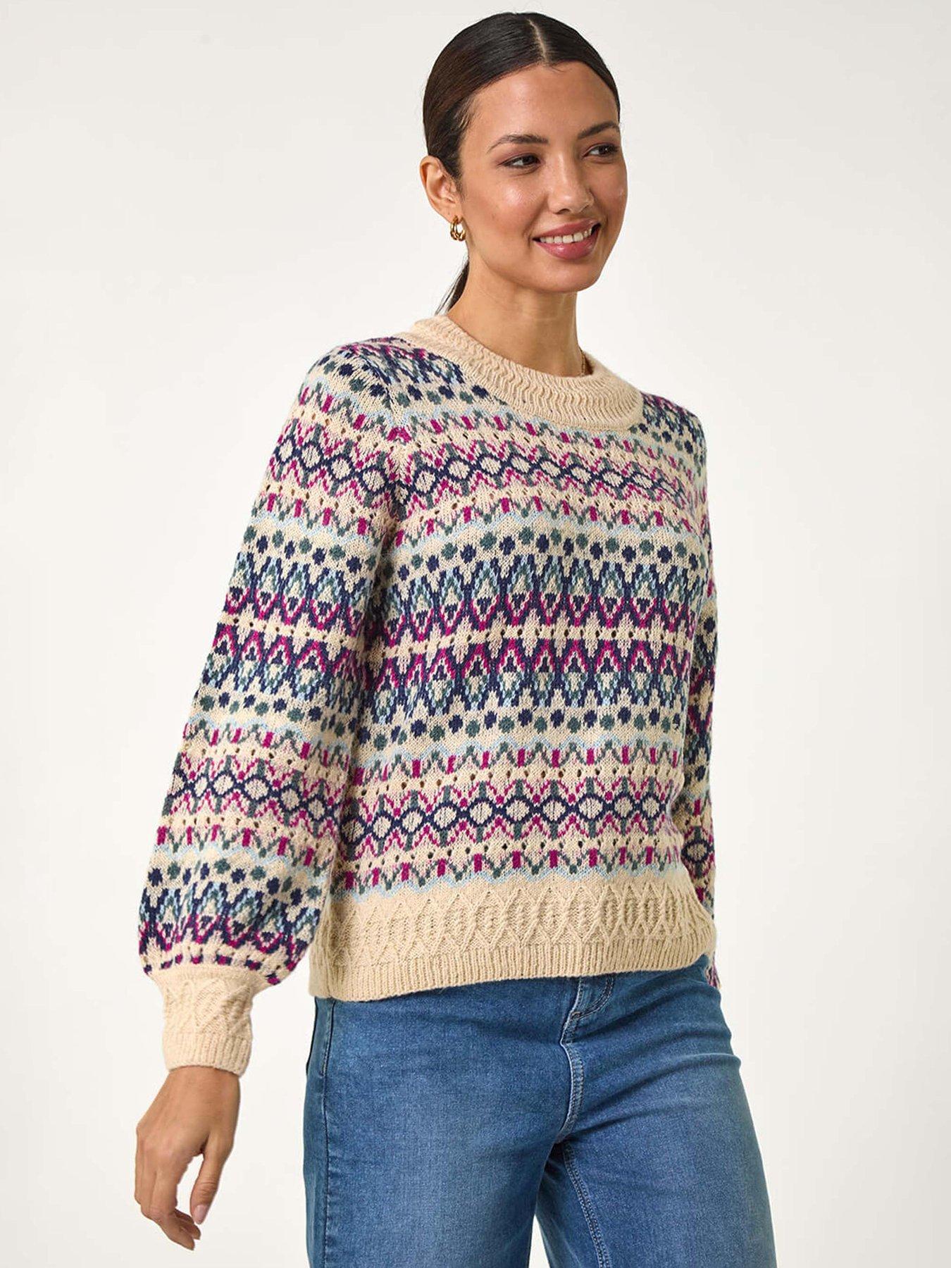 Roman Delicate Scallop Fairisle Jumper - Teal