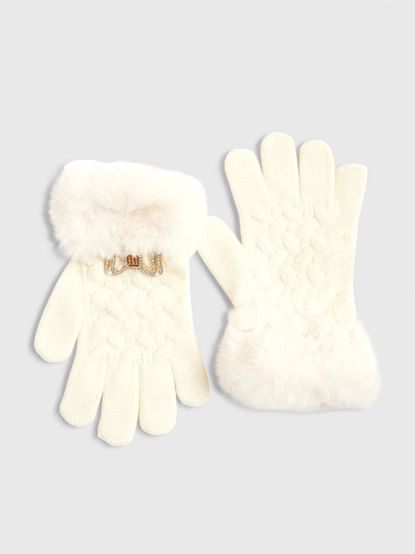 River Island Older Girls Knitted Gloves - Cream