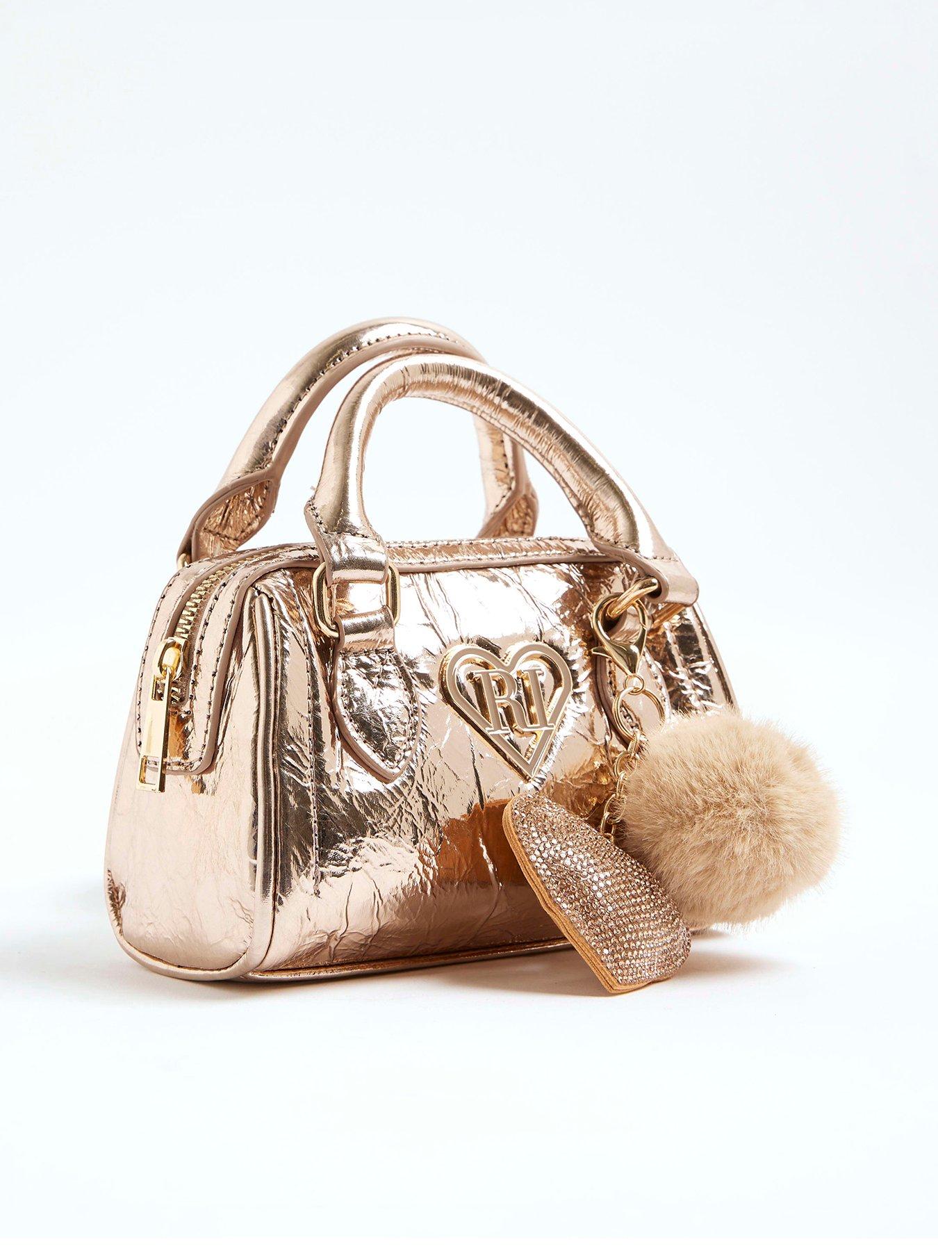 undefined Older Girls Metallic Mini Bowler Bag - Gold