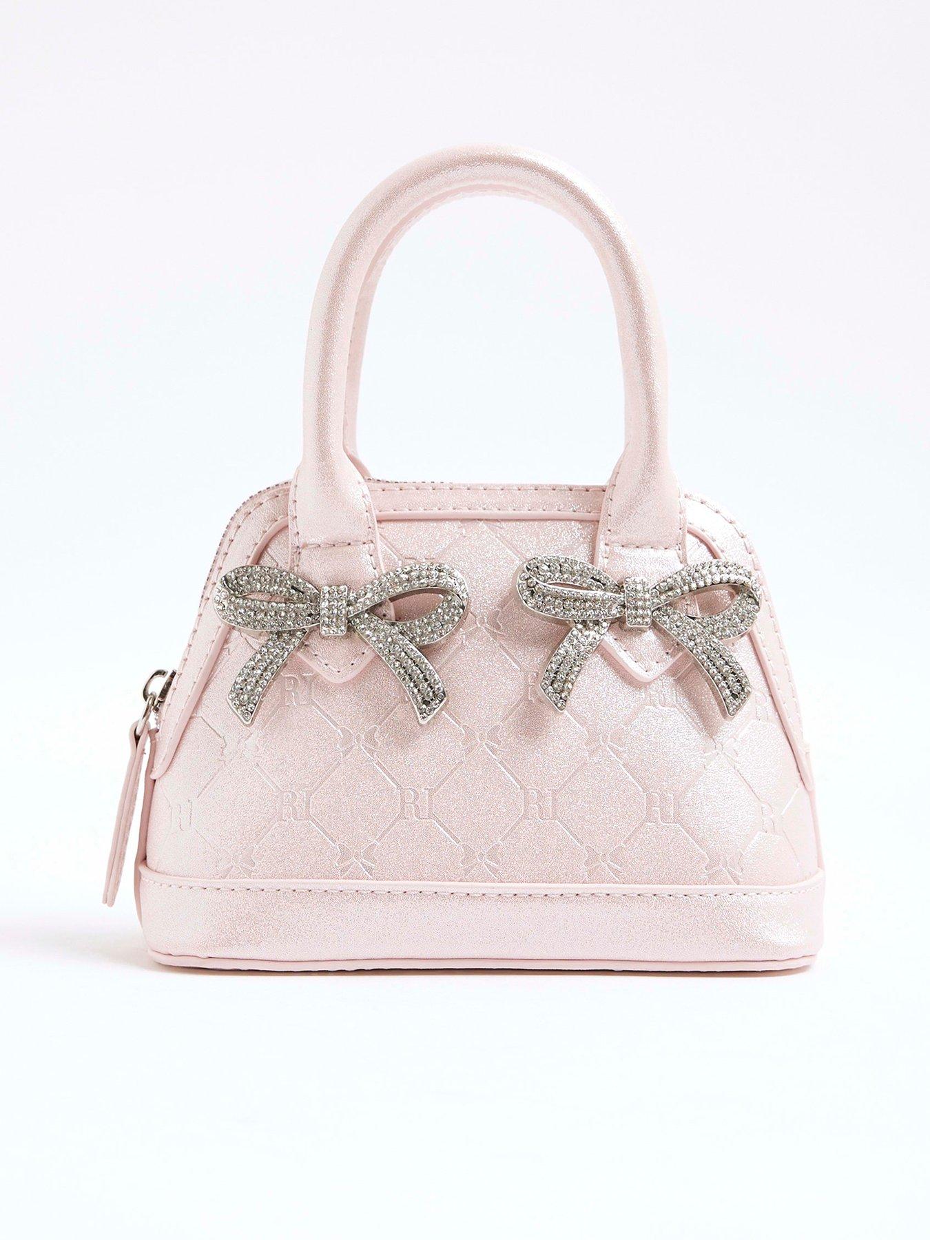 undefined Older Girls Metallic Bow Tote Bag - Pink