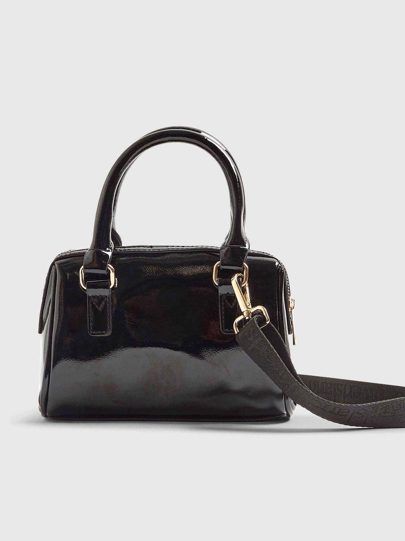 Image 2 of 4 of River Island Older Girls Patent Charm Chain Bowler Bag - Black