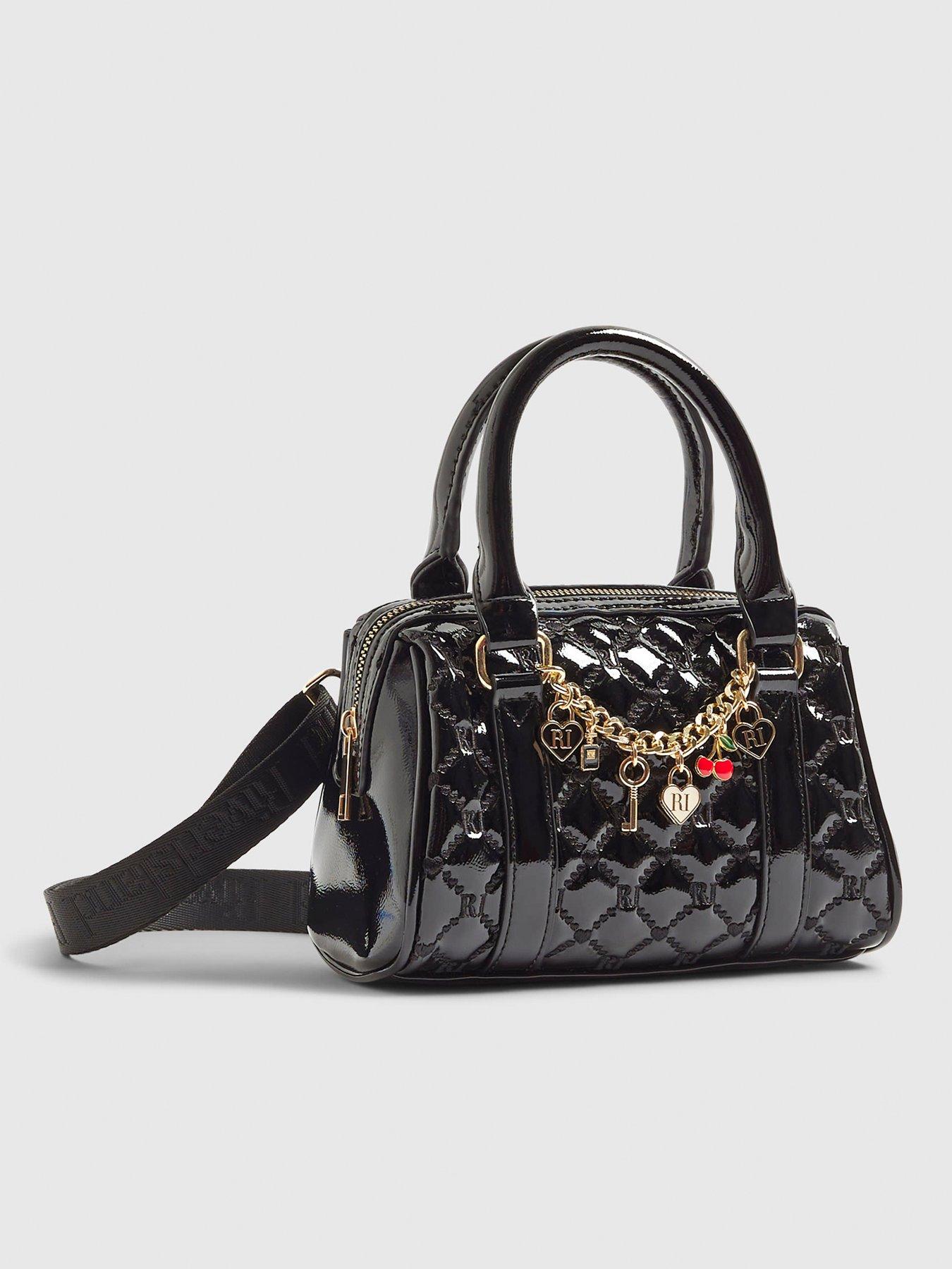 Image 3 of 4 of River Island Older Girls Patent Charm Chain Bowler Bag - Black