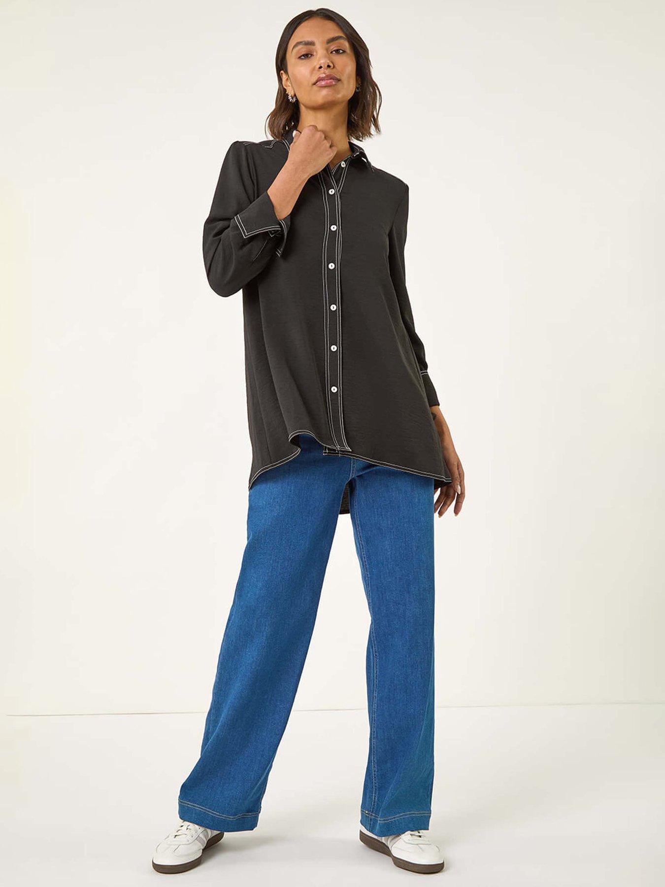 Image 3 of 5 of Roman Contrast Stitch Shirt - Black