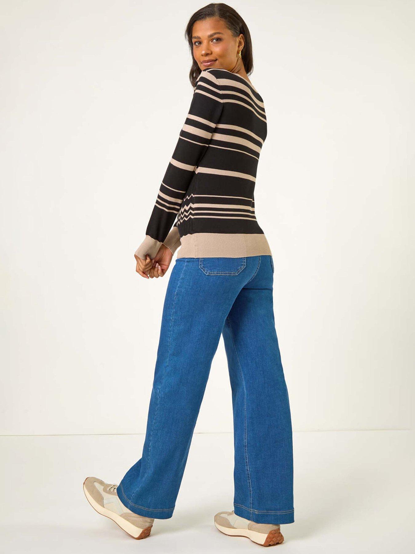  image of roman-contrast-zig-zag-knitted-jumper-black