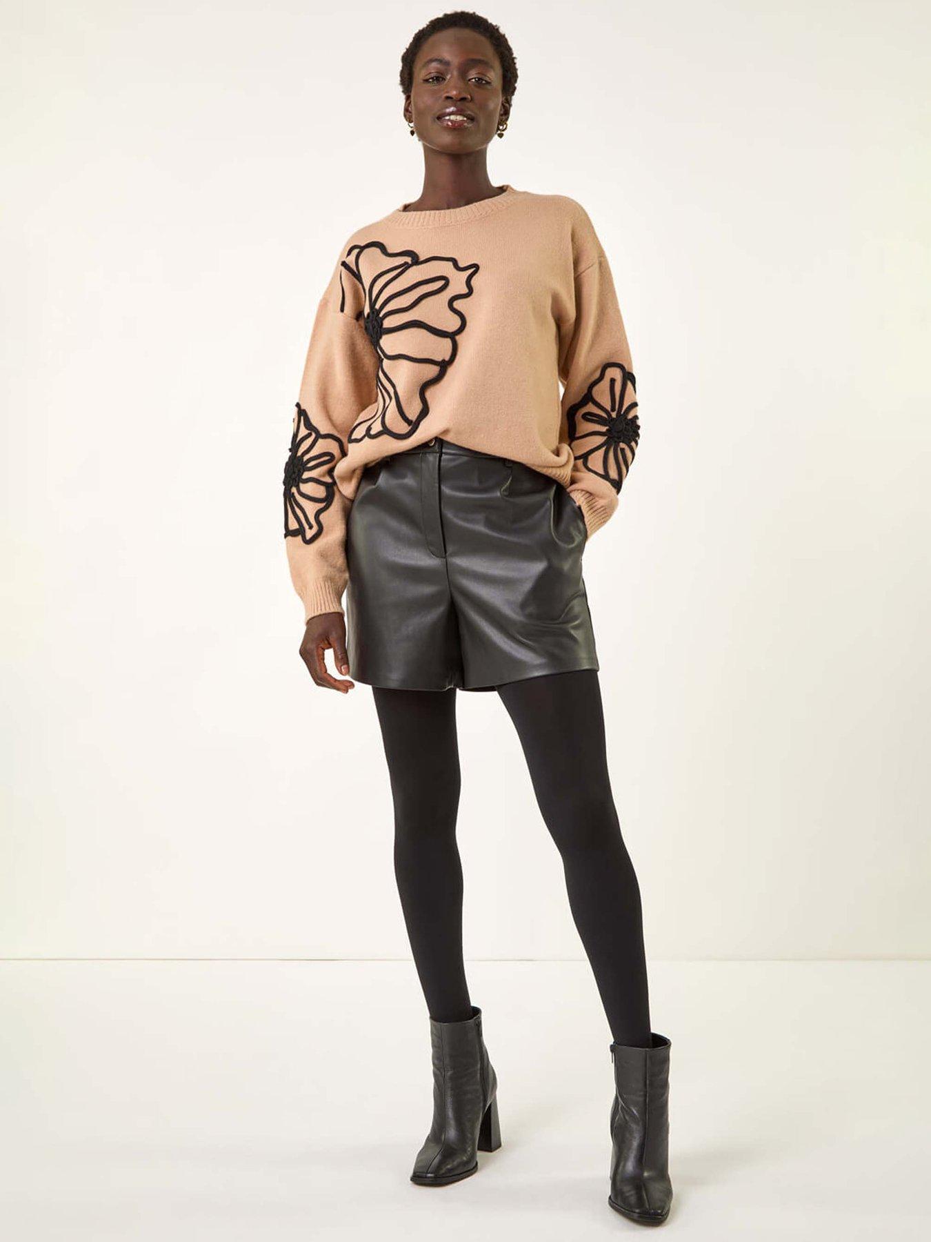 Image 3 of 5 of Roman Cornelli Rose Knit Jumper - Camel