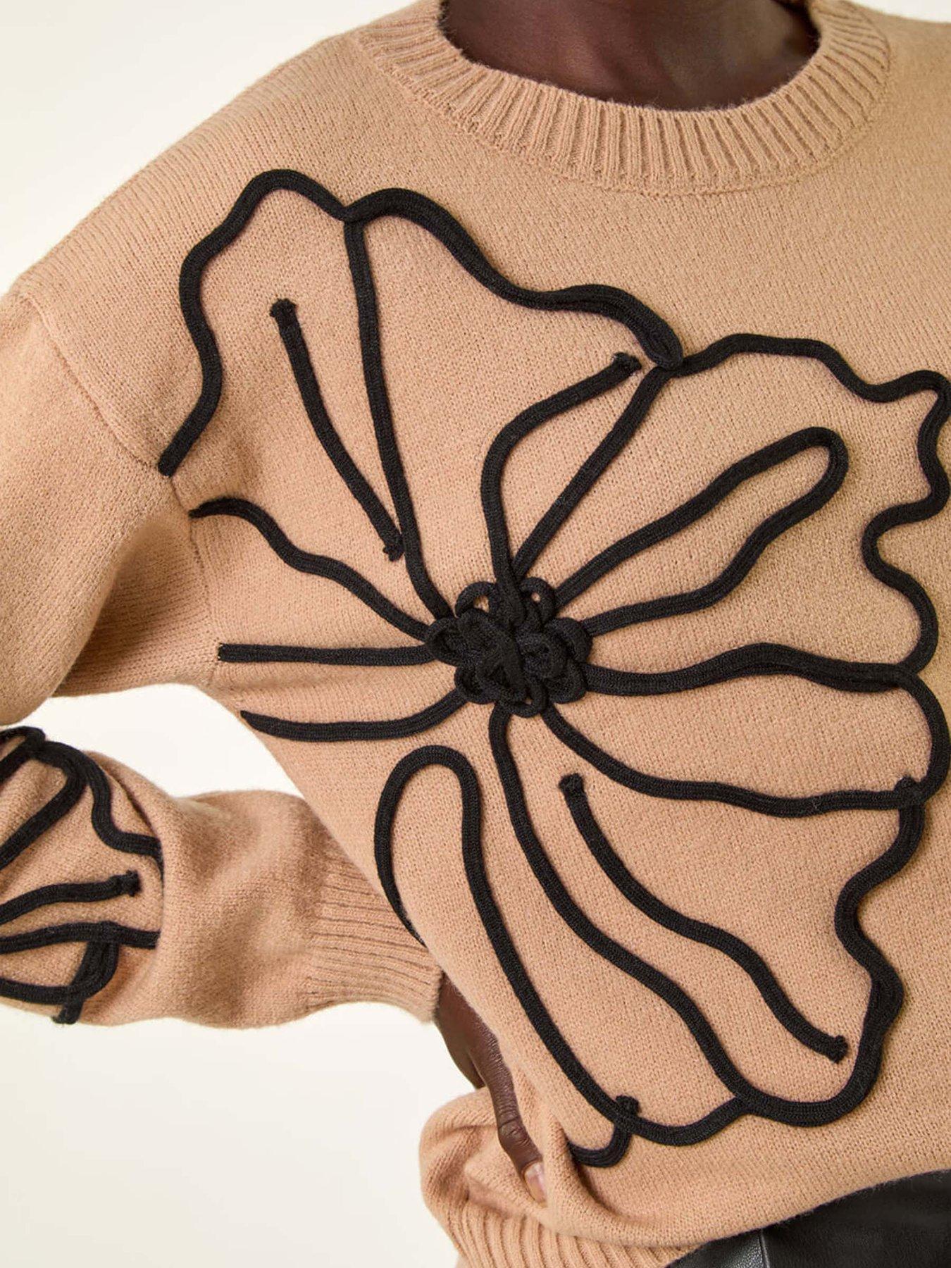 Image 5 of 5 of Roman Cornelli Rose Knit Jumper - Camel