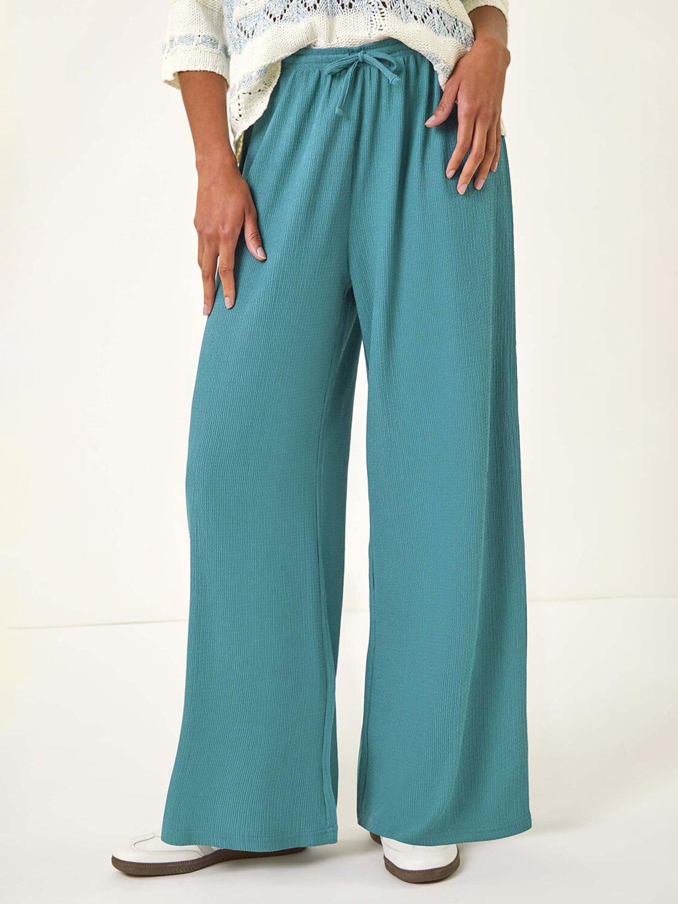 Image 1 of 5 of Roman Crinkle Texture Tie Front Trouser - Denim