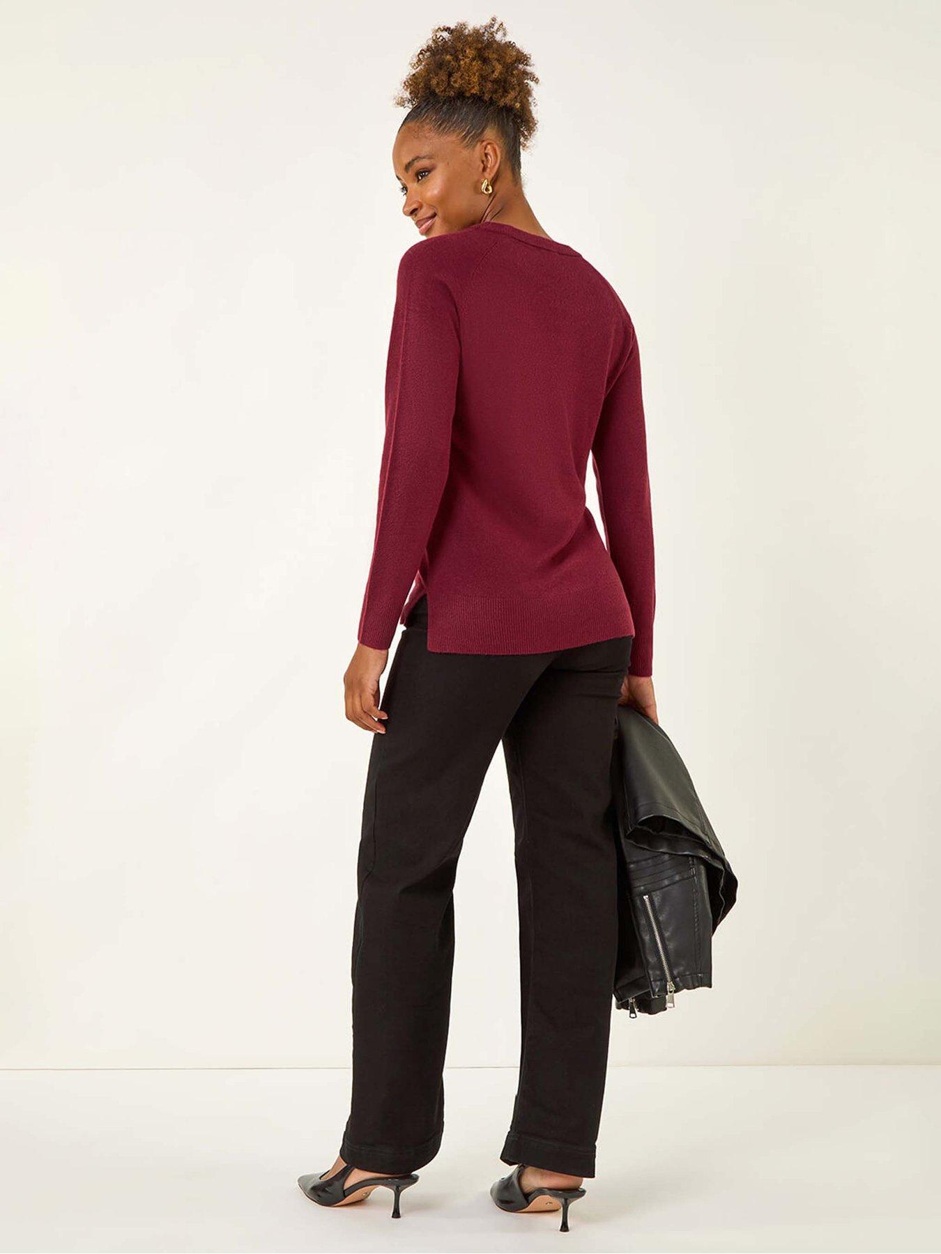 Image 2 of 5 of Roman Plain Soft Crew Neck Jumper - Maroon