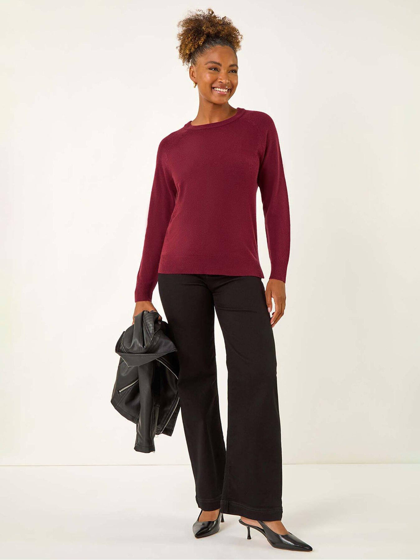 Image 3 of 5 of Roman Plain Soft Crew Neck Jumper - Maroon