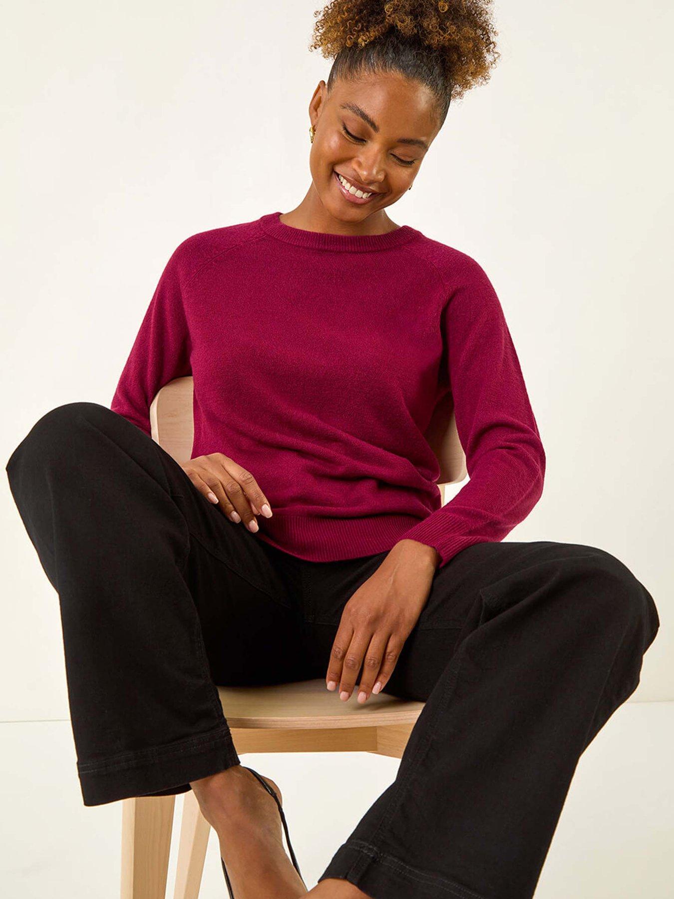 Image 4 of 5 of Roman Plain Soft Crew Neck Jumper - Maroon
