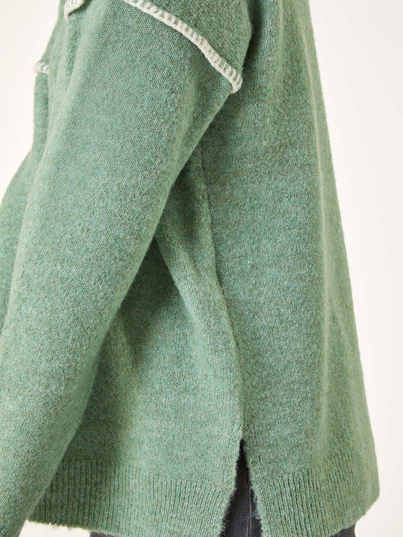  image of roman-contrast-stitch-knit-jumper-sage
