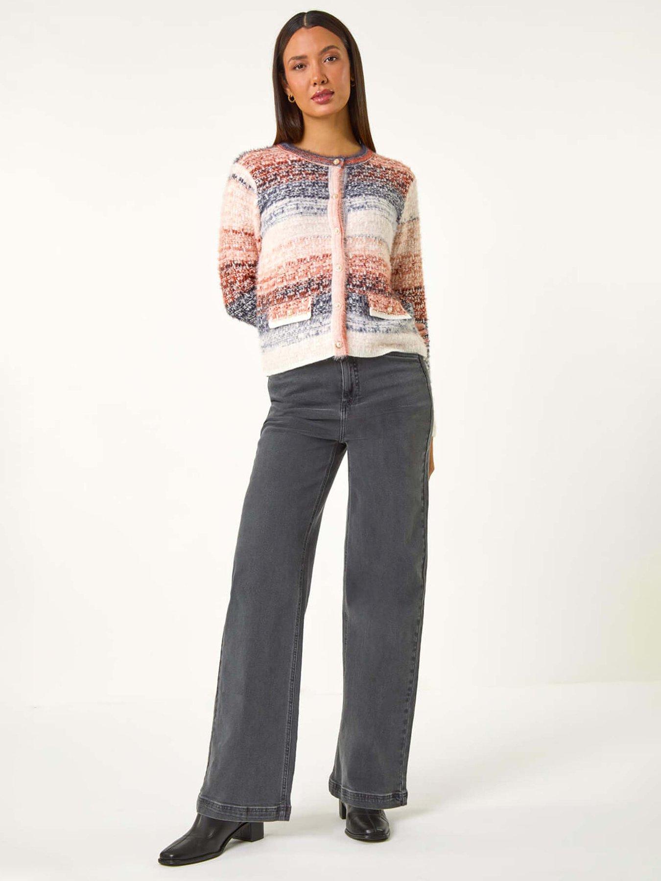  image of roman-fluffy-ombre-knit-cardigan-denim