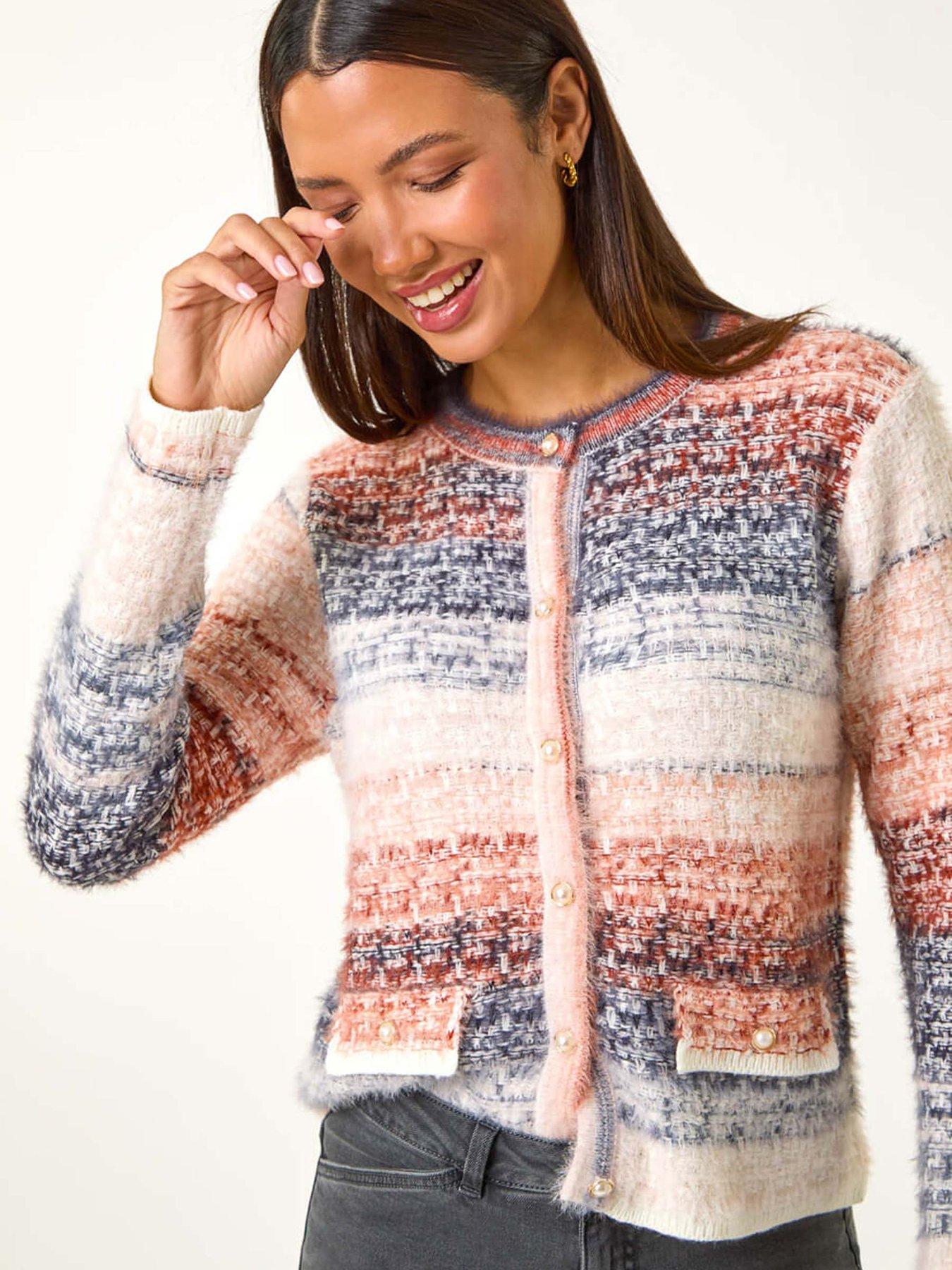  image of roman-fluffy-ombre-knit-cardigan-denim