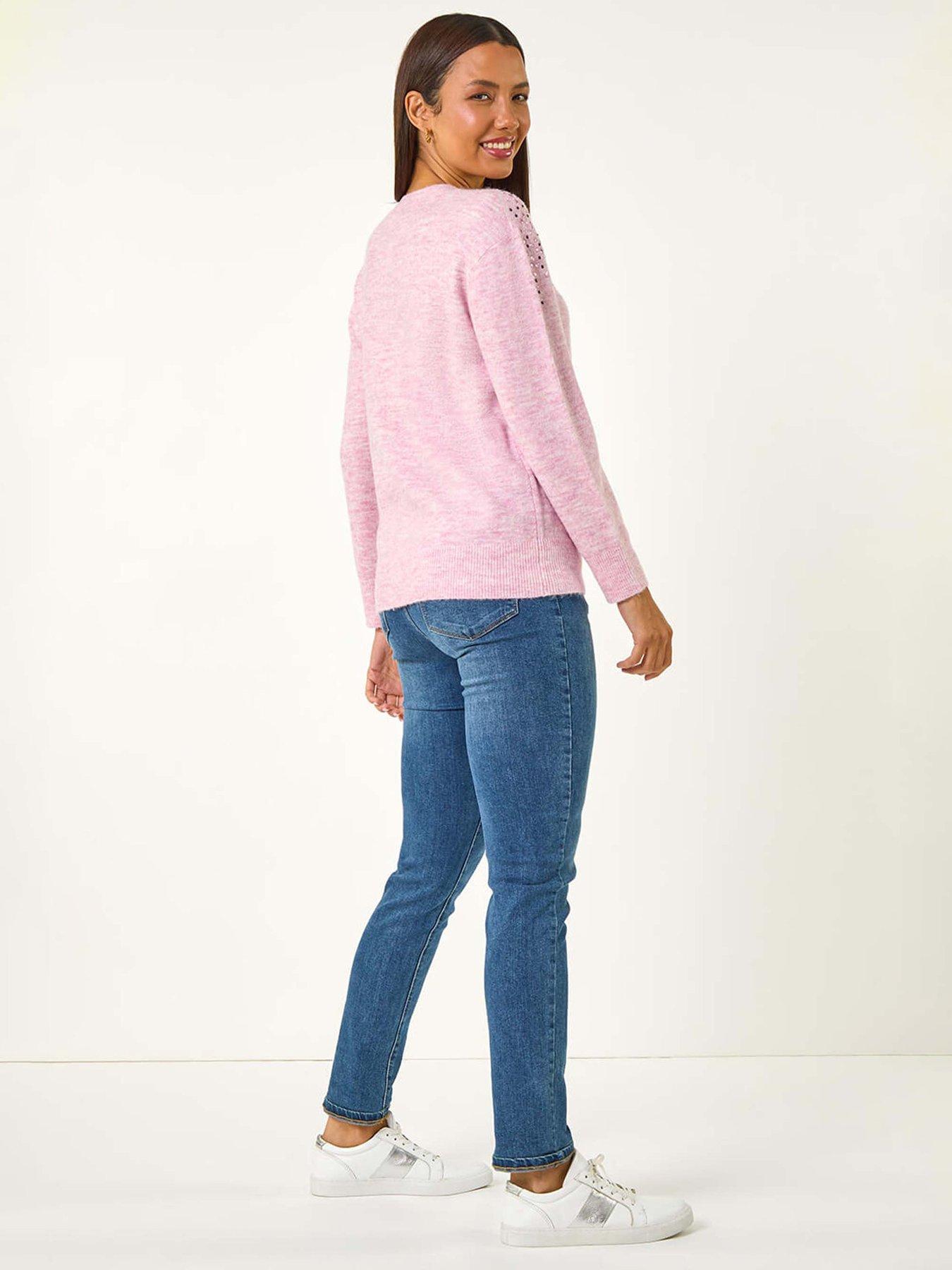  image of roman-hotfix-diamante-knit-jumper-light-pink