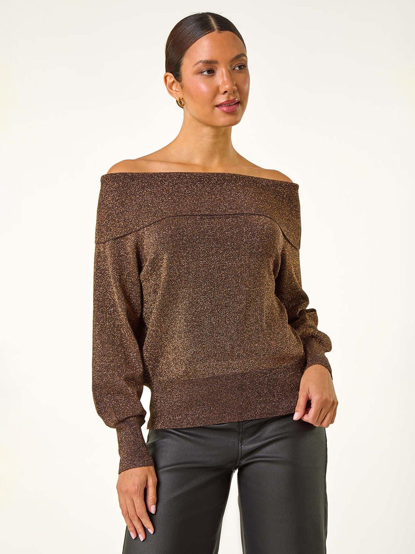 undefined Bardot Shimmer Knit Jumper - Bronze