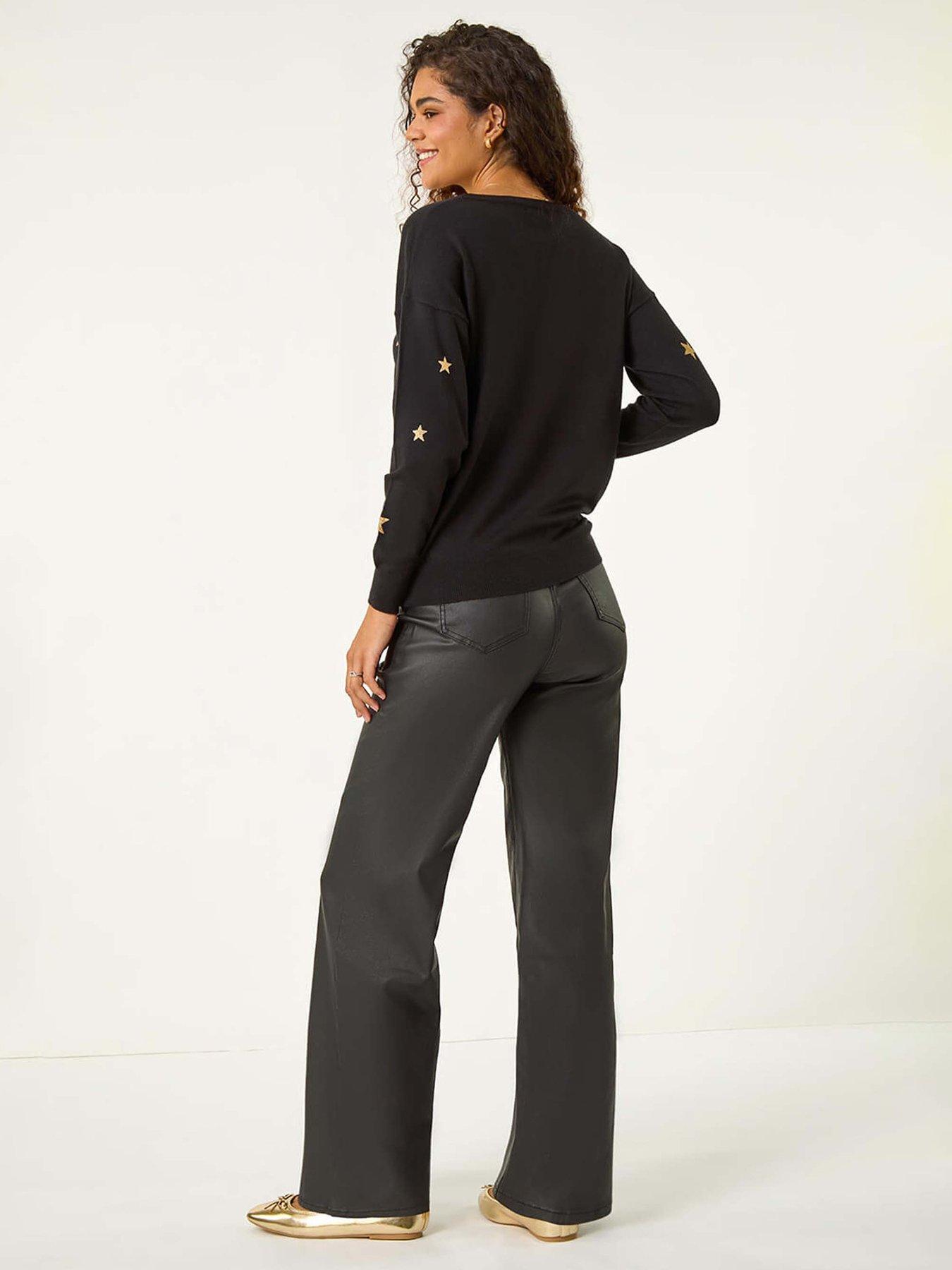  image of roman-star-glitter-print-knit-jumper-black