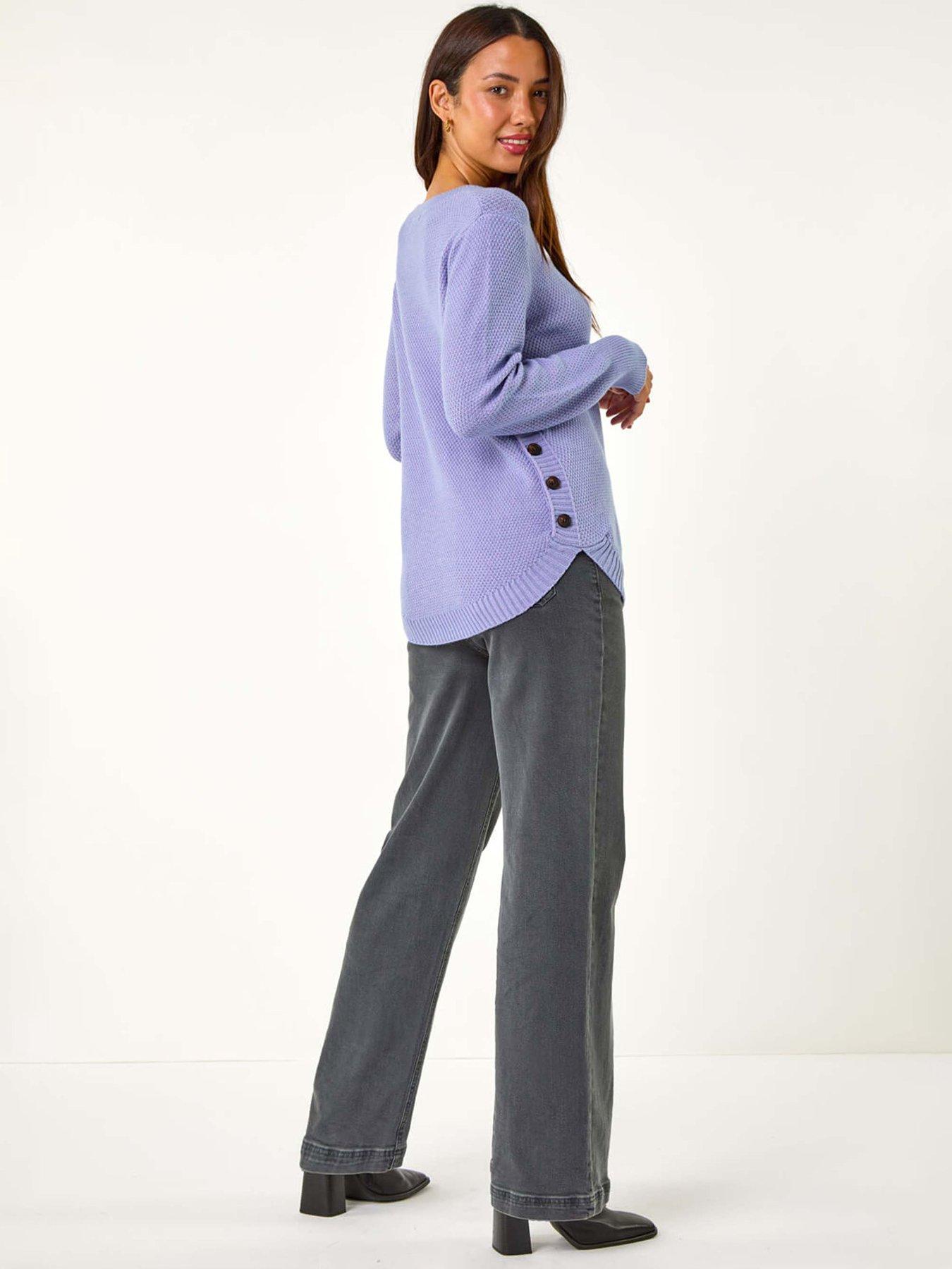 Image 2 of 5 of Roman Textured Curved Hem Jumper - Violet