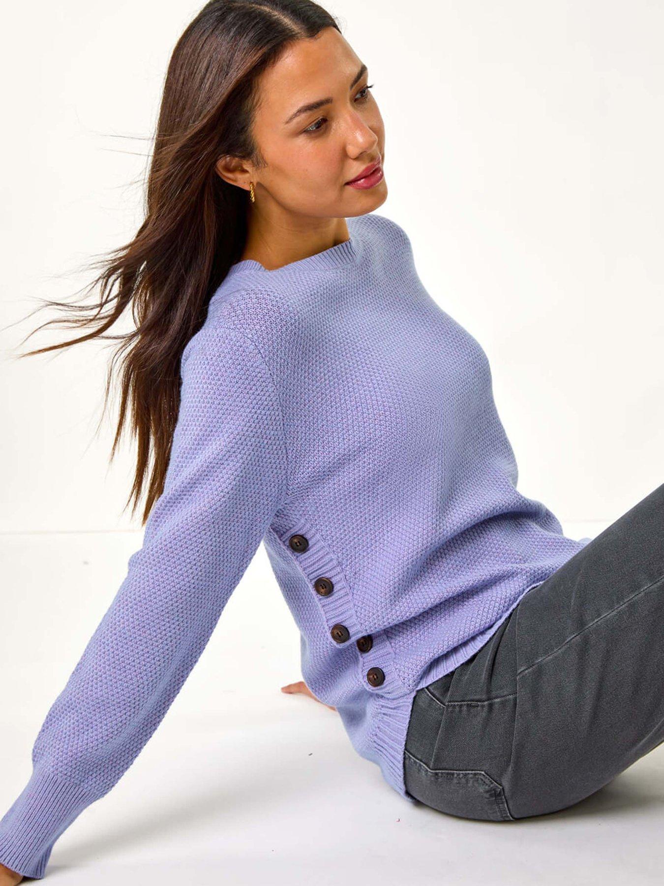 Image 4 of 5 of Roman Textured Curved Hem Jumper - Violet