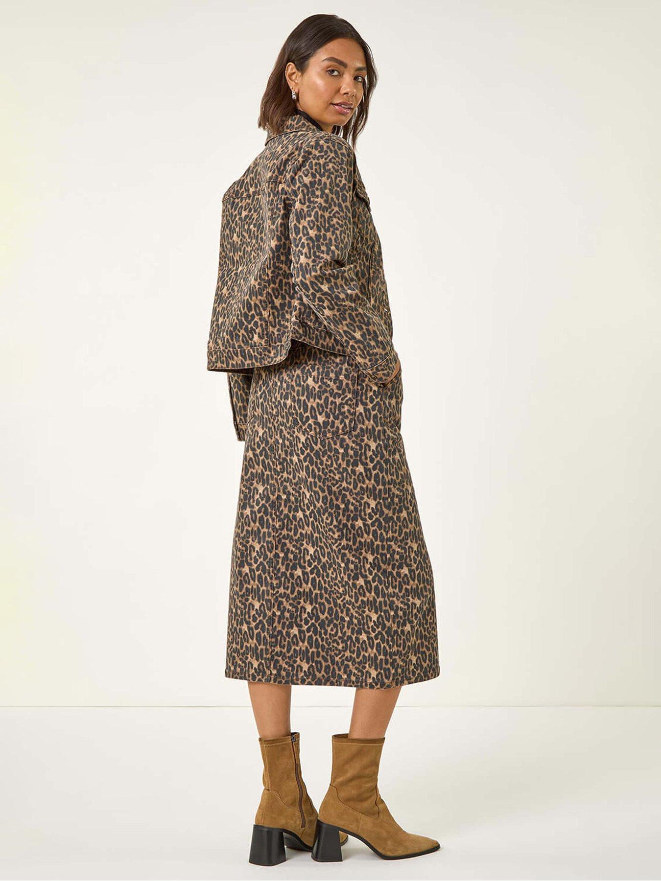 Image 2 of 5 of Roman Animal Print Twill Jacket - Chocolate