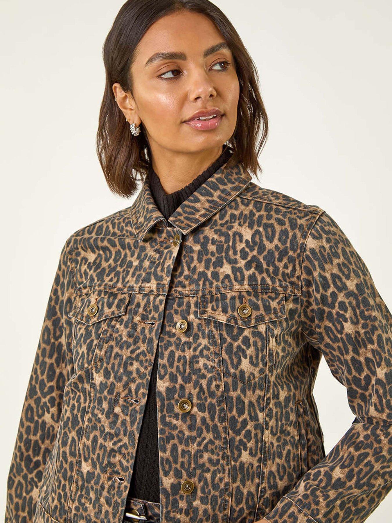 Image 4 of 5 of Roman Animal Print Twill Jacket - Chocolate