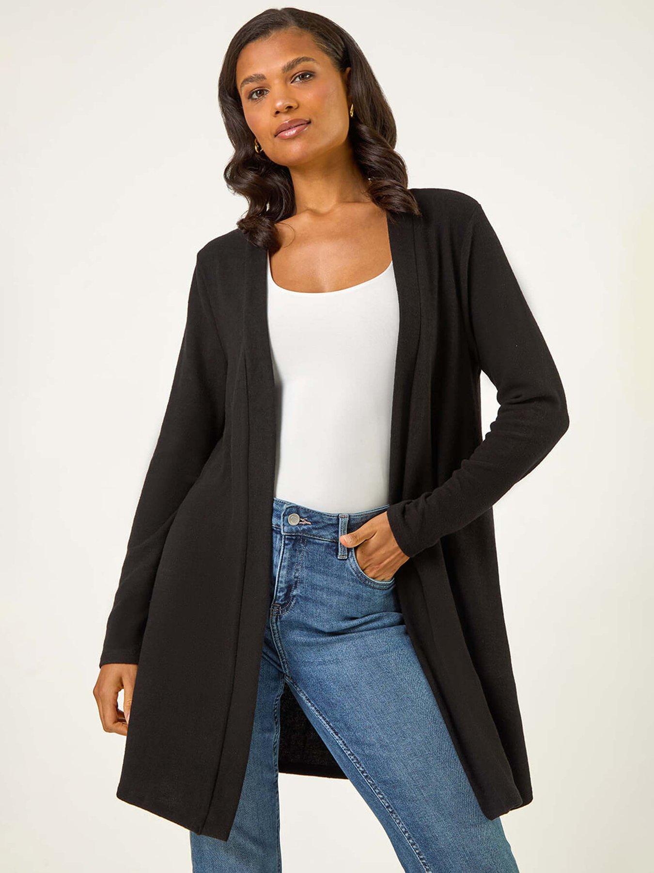 undefined Longline Knit Cardigan - Black